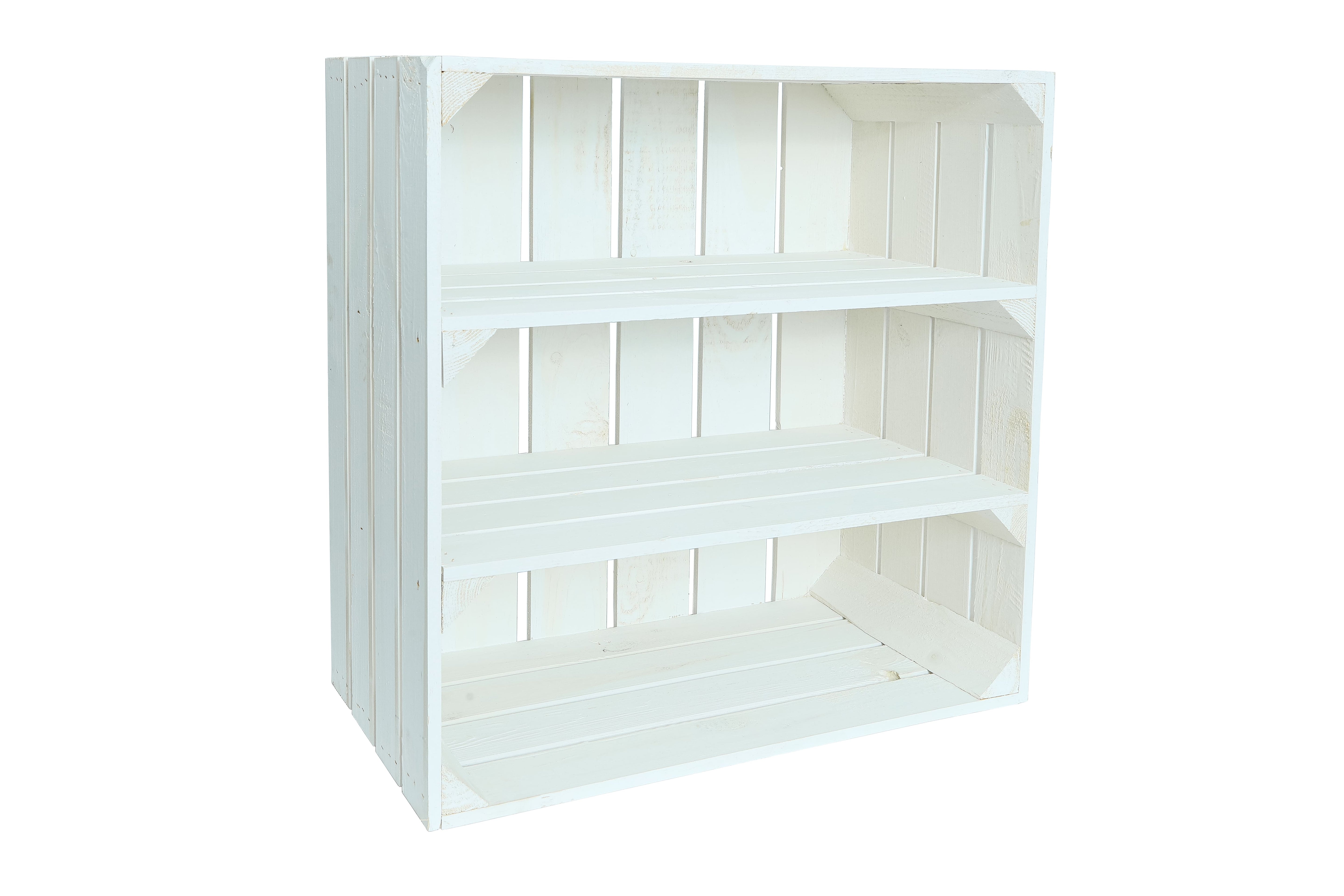 Neue Holzkiste Schuh2Quer Weiß mit 2 Mittelbretter 50x40x29 cm / Schuhregal / Obstkistenregal / Schuhschrank / Schuhkiste- HolzRepublik