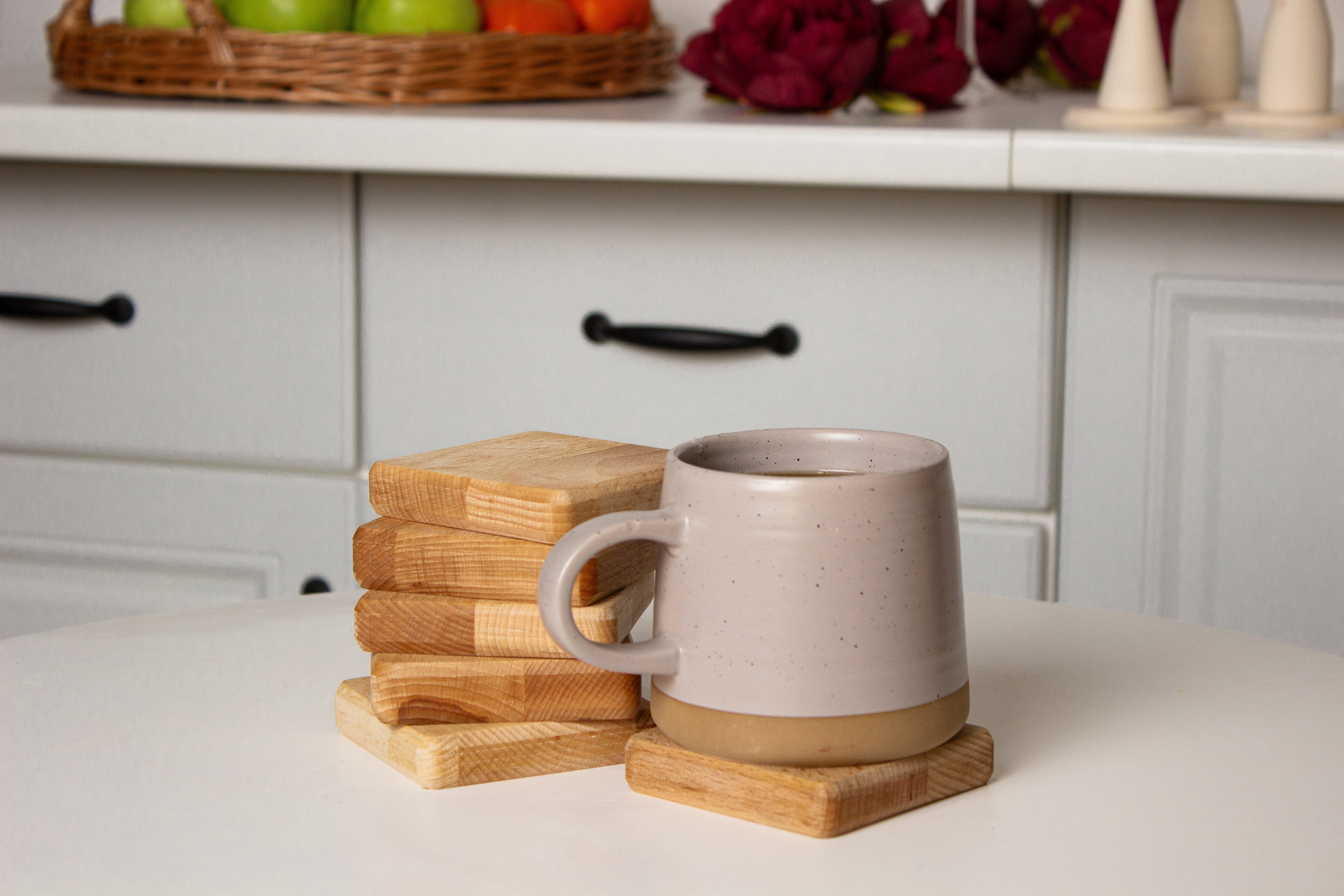 Holzuntersetzer für Tassen 8,5x8,5x2 cm- HolzRepublik