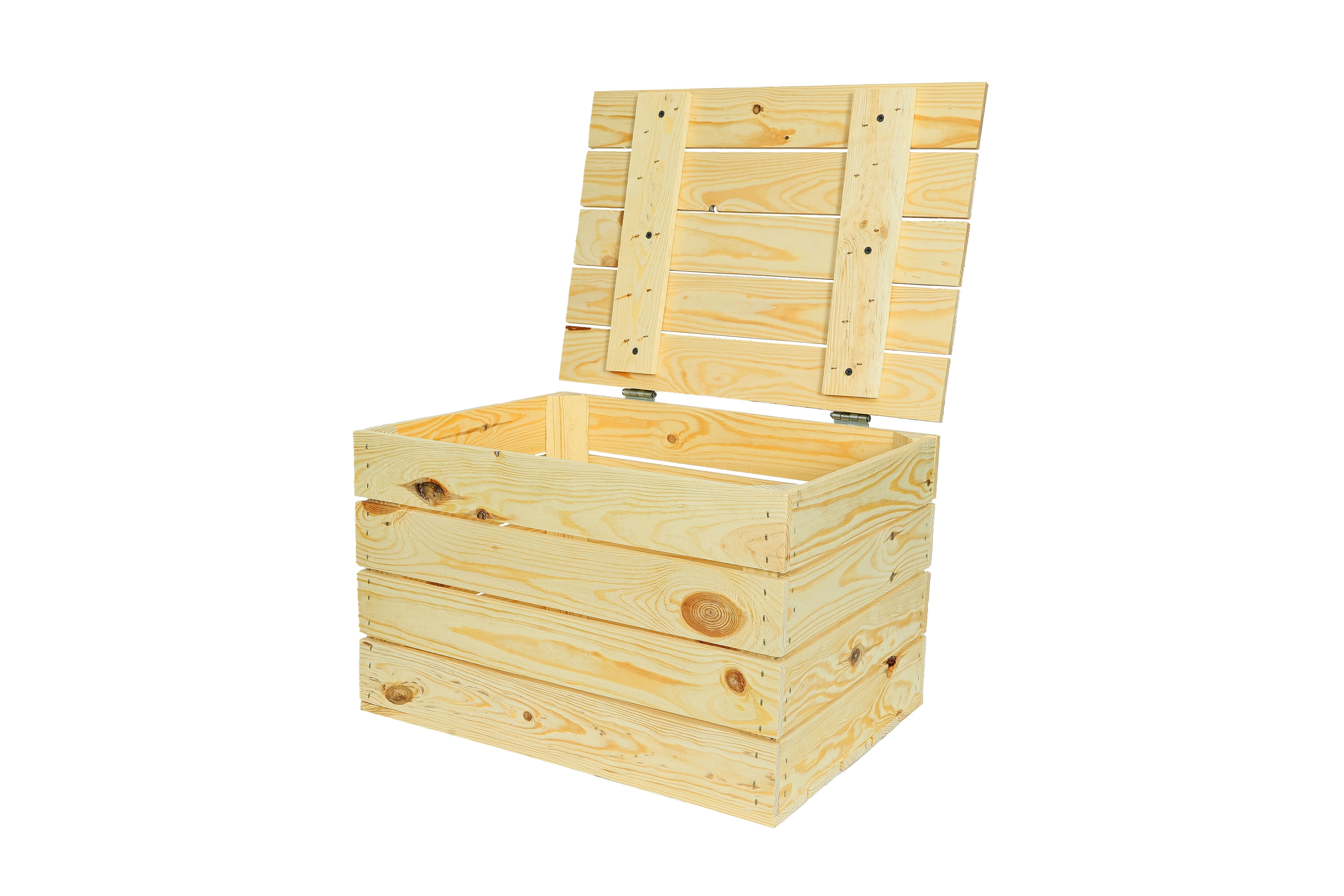 Neue Holztruhe natur 48x36x30cm - Truhe aus Holz / Holzkiste mit Deckel / Aufbewahrungskiste- HolzRepublik