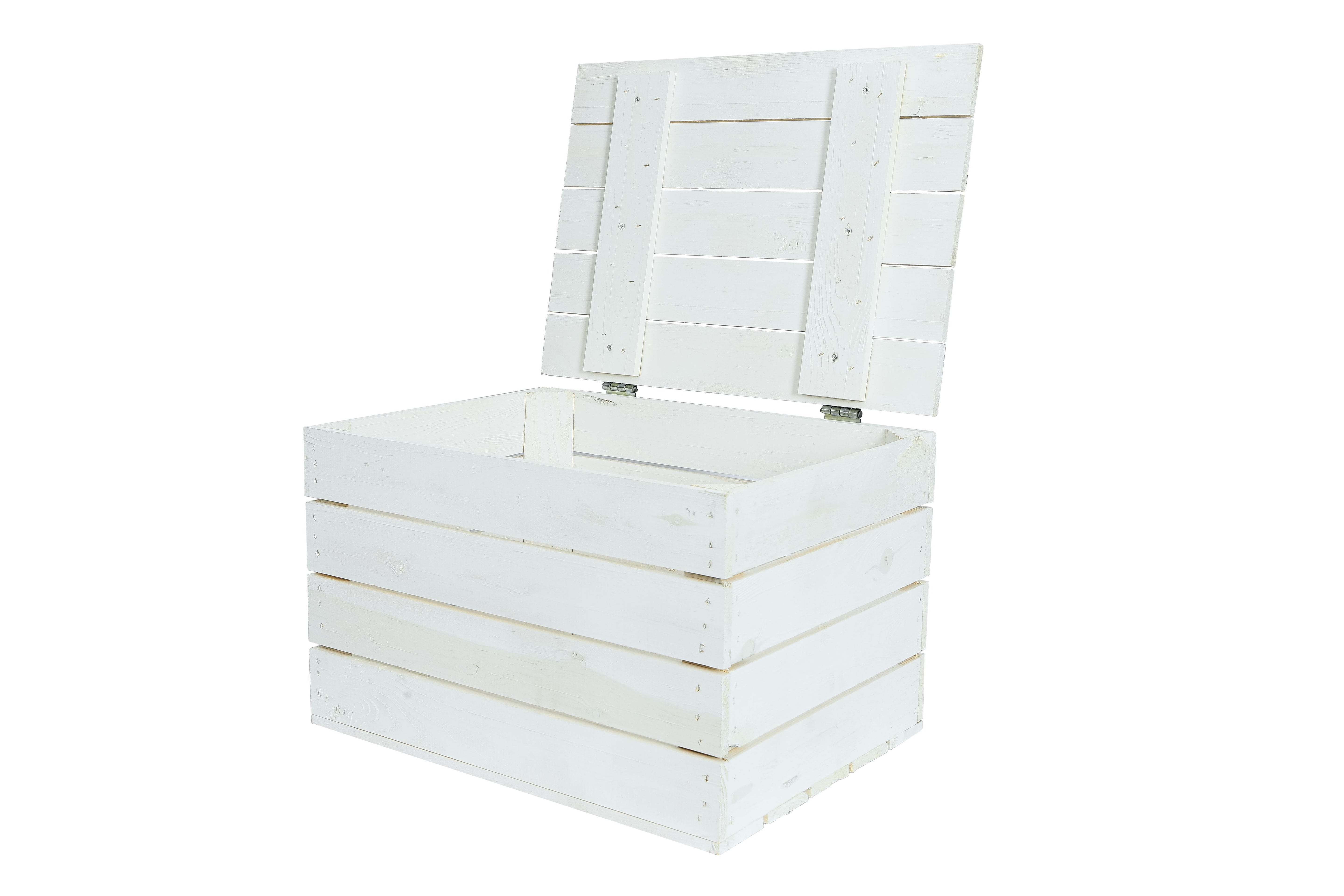 Neue Holztruhe 48x36x30cm - Truhe weiß aus Holz / Holzkiste mit Deckel / Aufbewahrungskiste- HolzRepublik