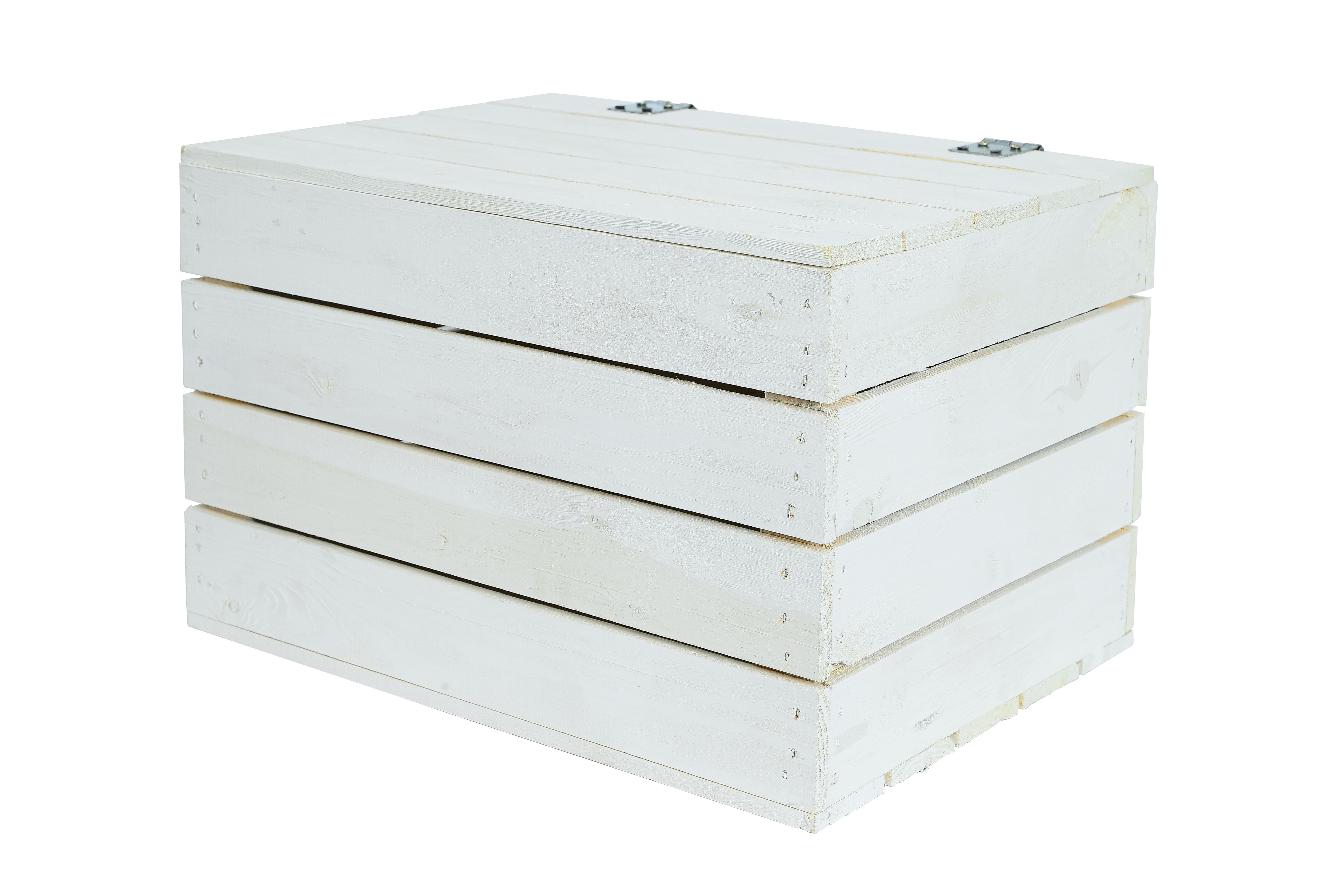 Neue Holztruhe 48x36x30cm - Truhe weiß aus Holz / Holzkiste mit Deckel / Aufbewahrungskiste- HolzRepublik