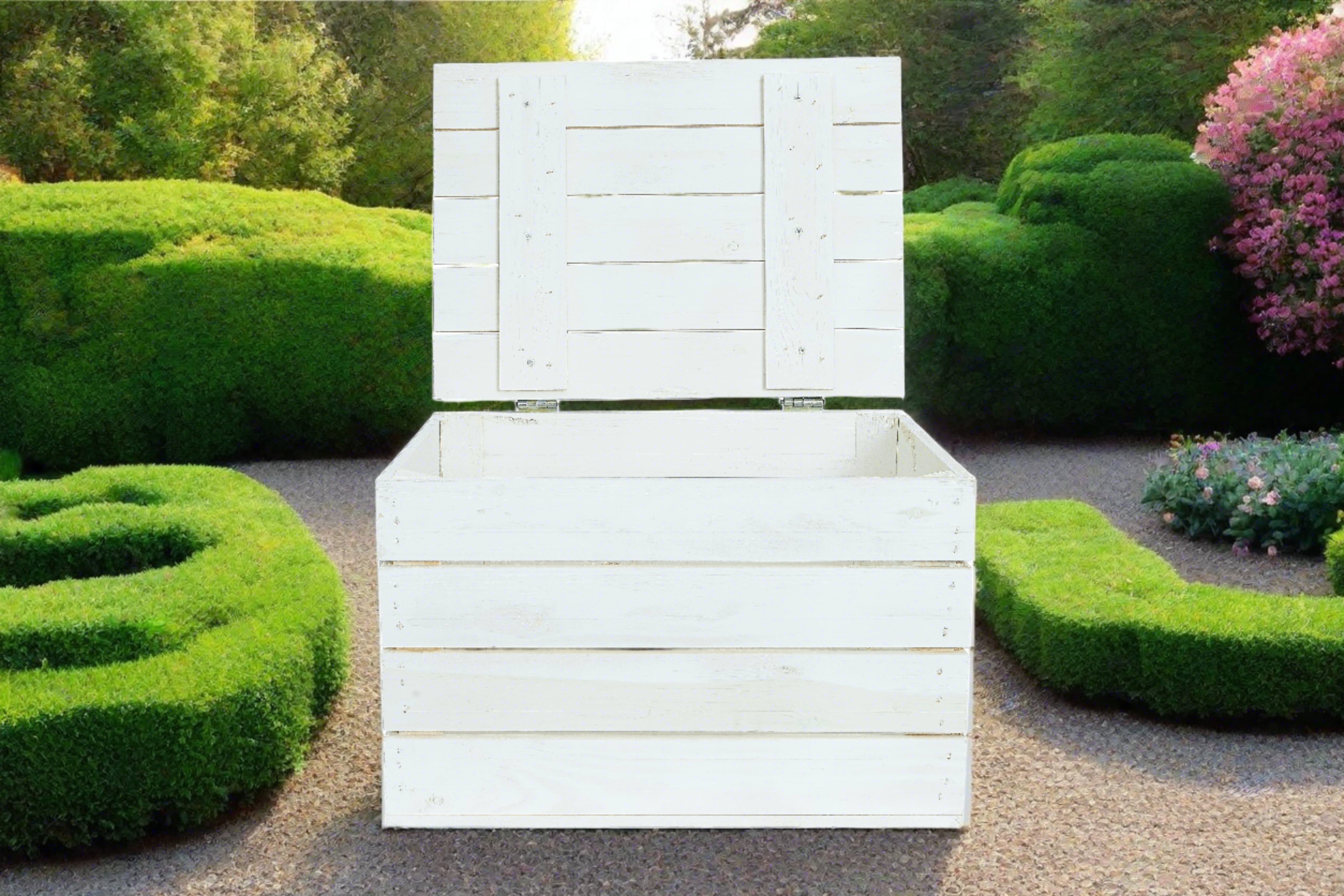 Neue Holztruhe 48x36x30cm - Truhe weiß aus Holz / Holzkiste mit Deckel / Aufbewahrungskiste- HolzRepublik