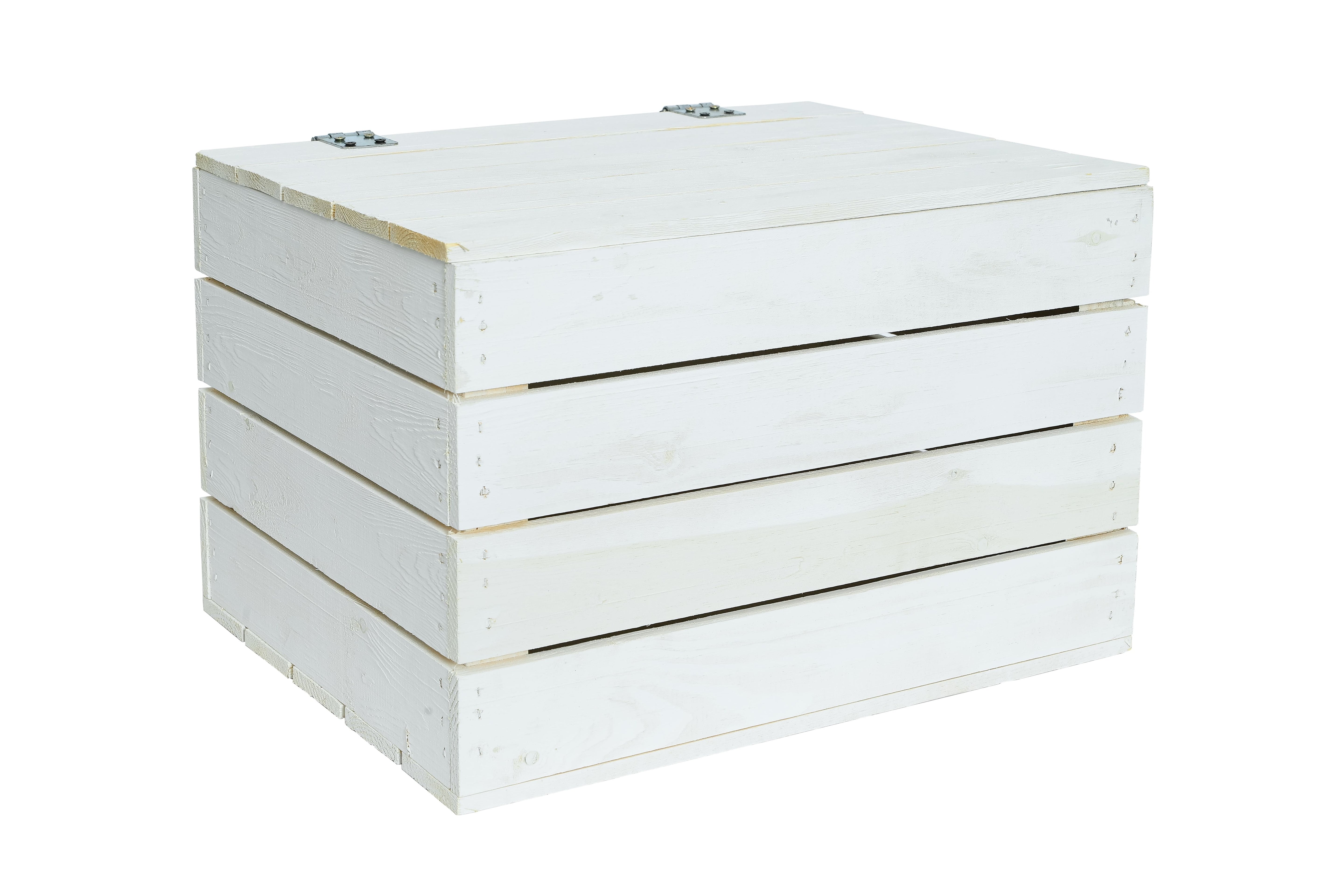 Neue Holztruhe 48x36x30cm - Truhe weiß aus Holz / Holzkiste mit Deckel / Aufbewahrungskiste- HolzRepublik