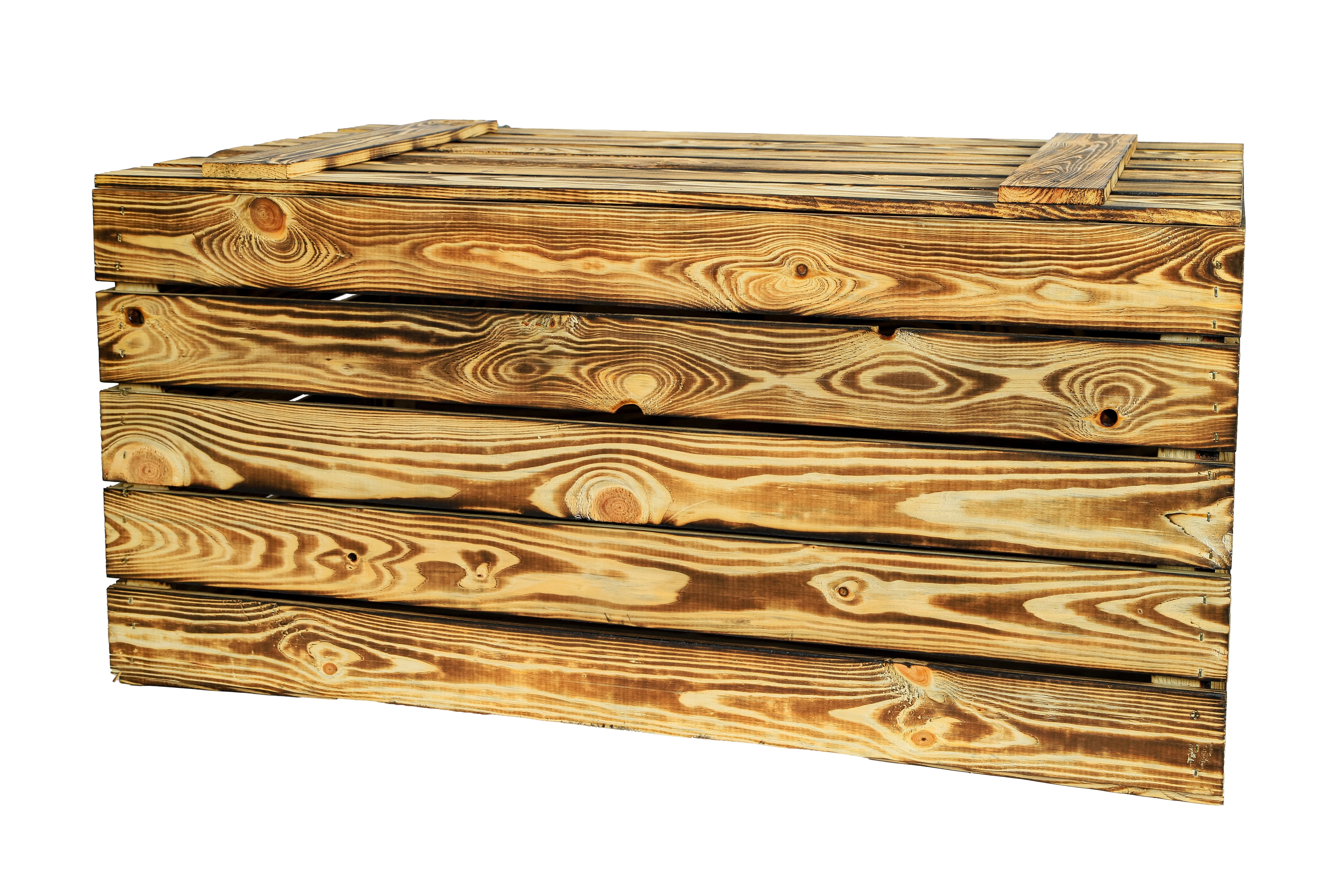 Neue große Holztruhe geflammt 80x50x39cm - Truhe aus Holz / Holzkiste mit Deckel / Aufbewahrungskiste- HolzRepublik