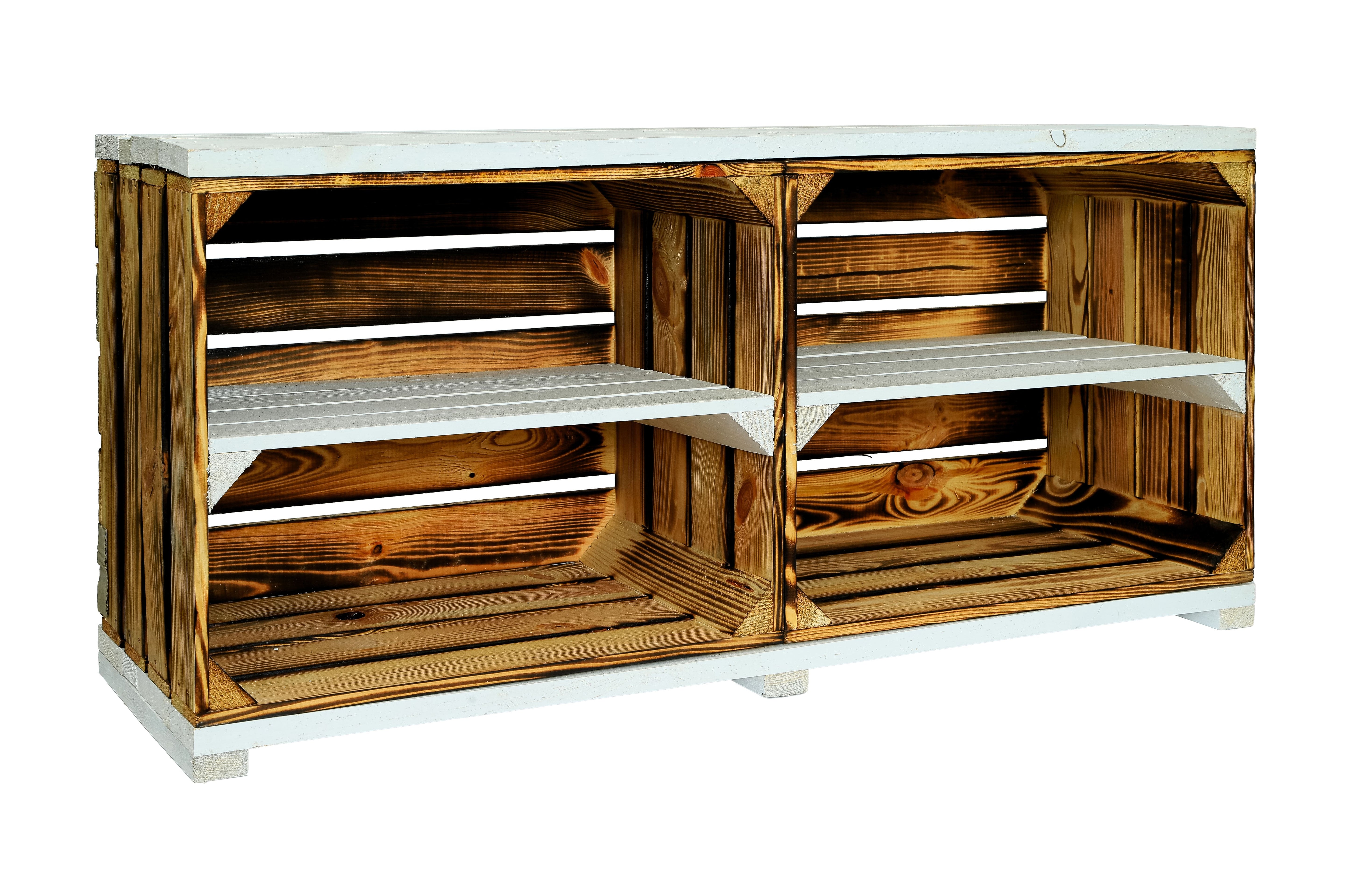 TV-Schrank aus Regalkisten auf Holzfüßen 100x50x29 cm / Sitzbank / Eingangsbereich- HolzRepublik