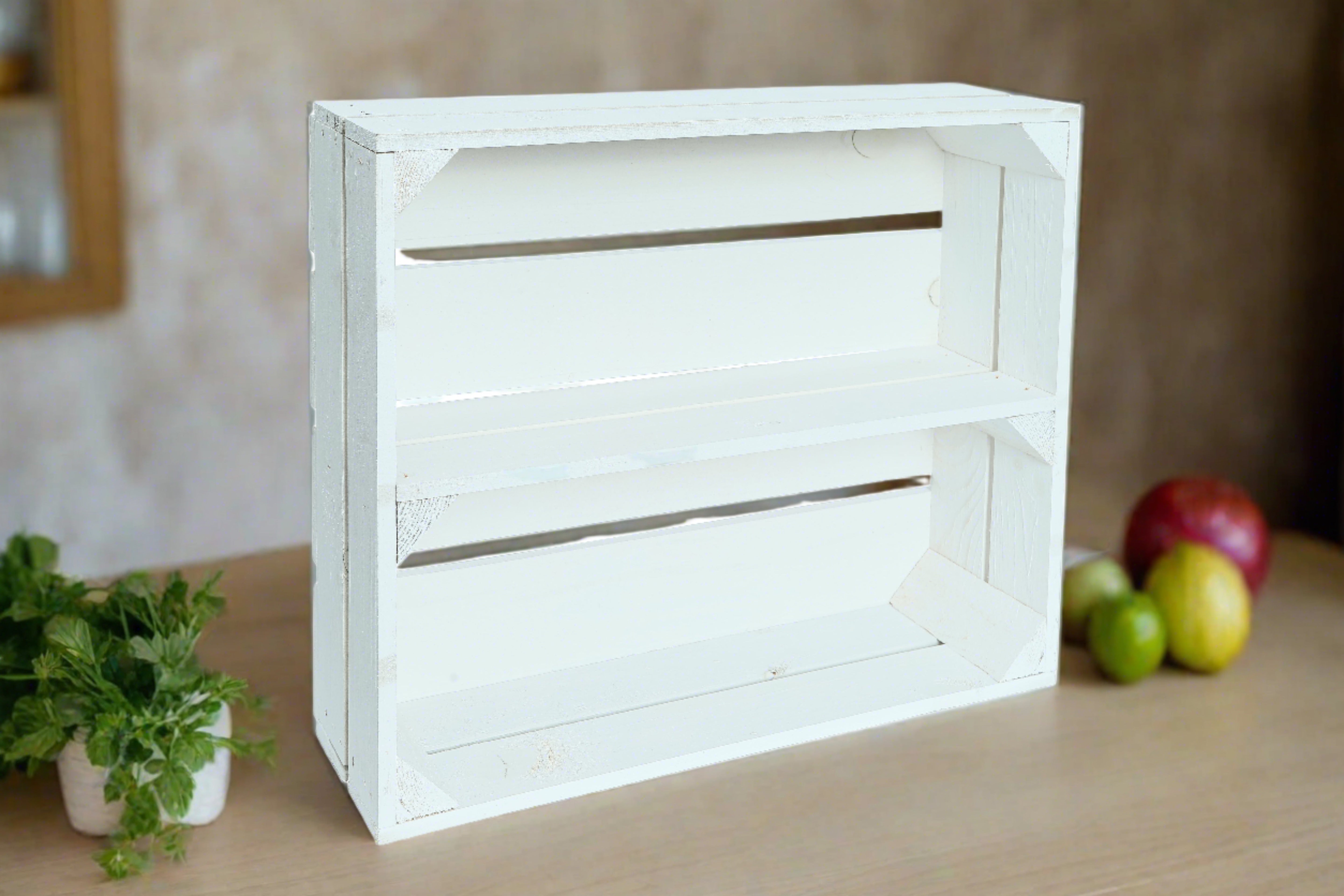 Neue Holzkiste "Wilma längs" 50x40x16 cm - weiß- HolzRepublik