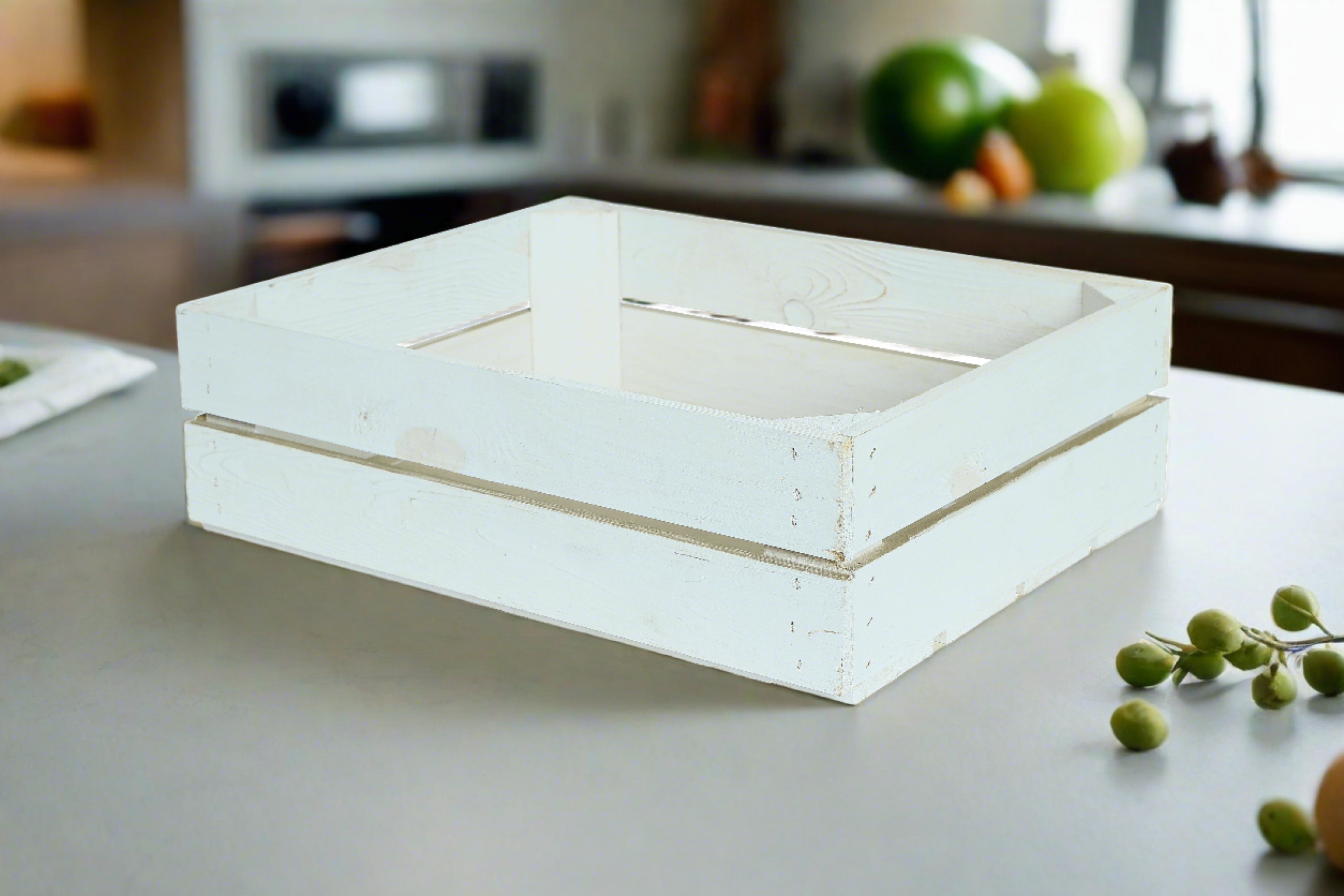 Neue Holzkiste Wilma Ohne 50x40x16 cm - weiß- HolzRepublik