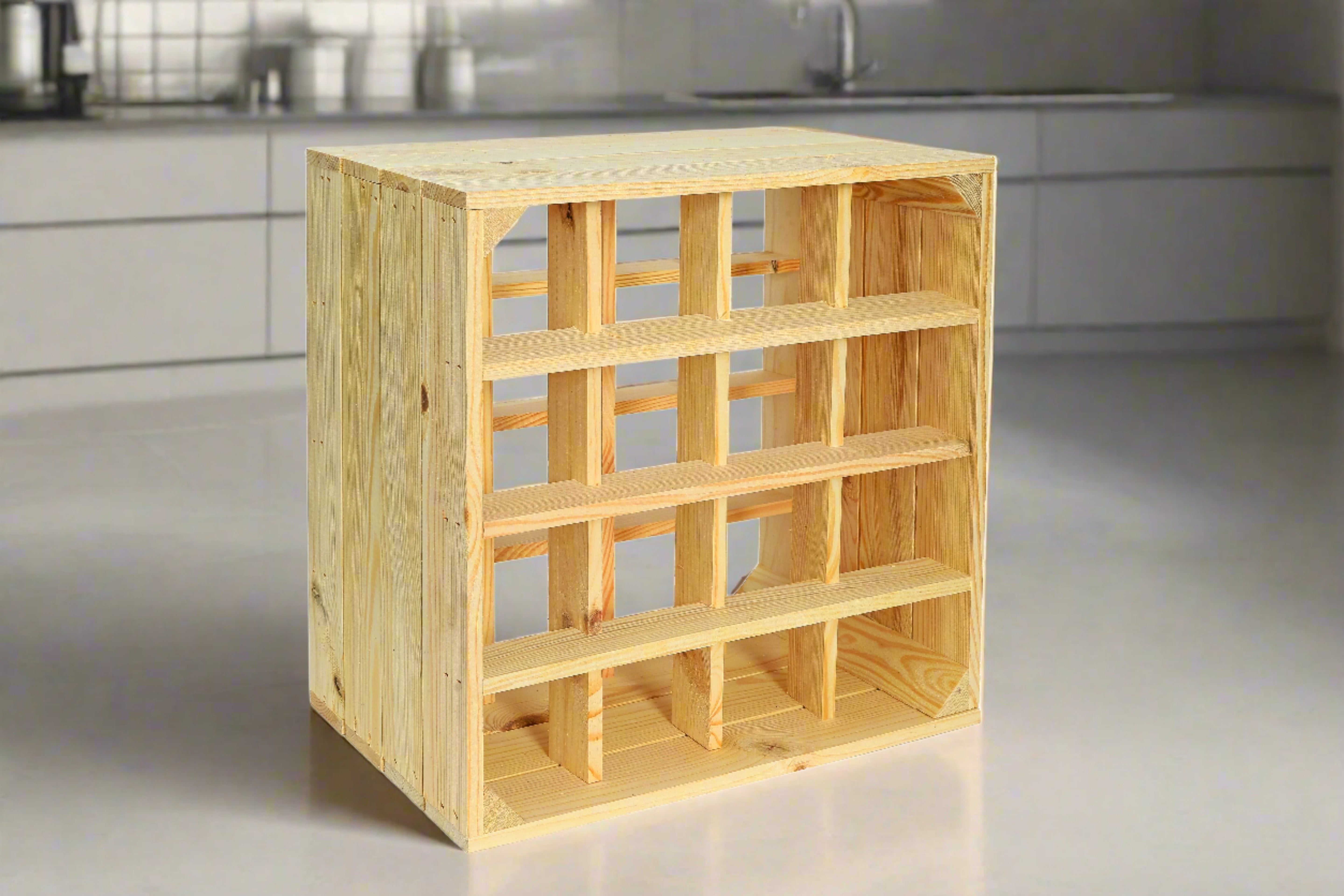    Neues Weinregal mit 16 Fächern 16er 40x40x27cm - natur / Dekokiste / Weinkiste / Weinhalter mit Unterteilungen- HolzRepublik