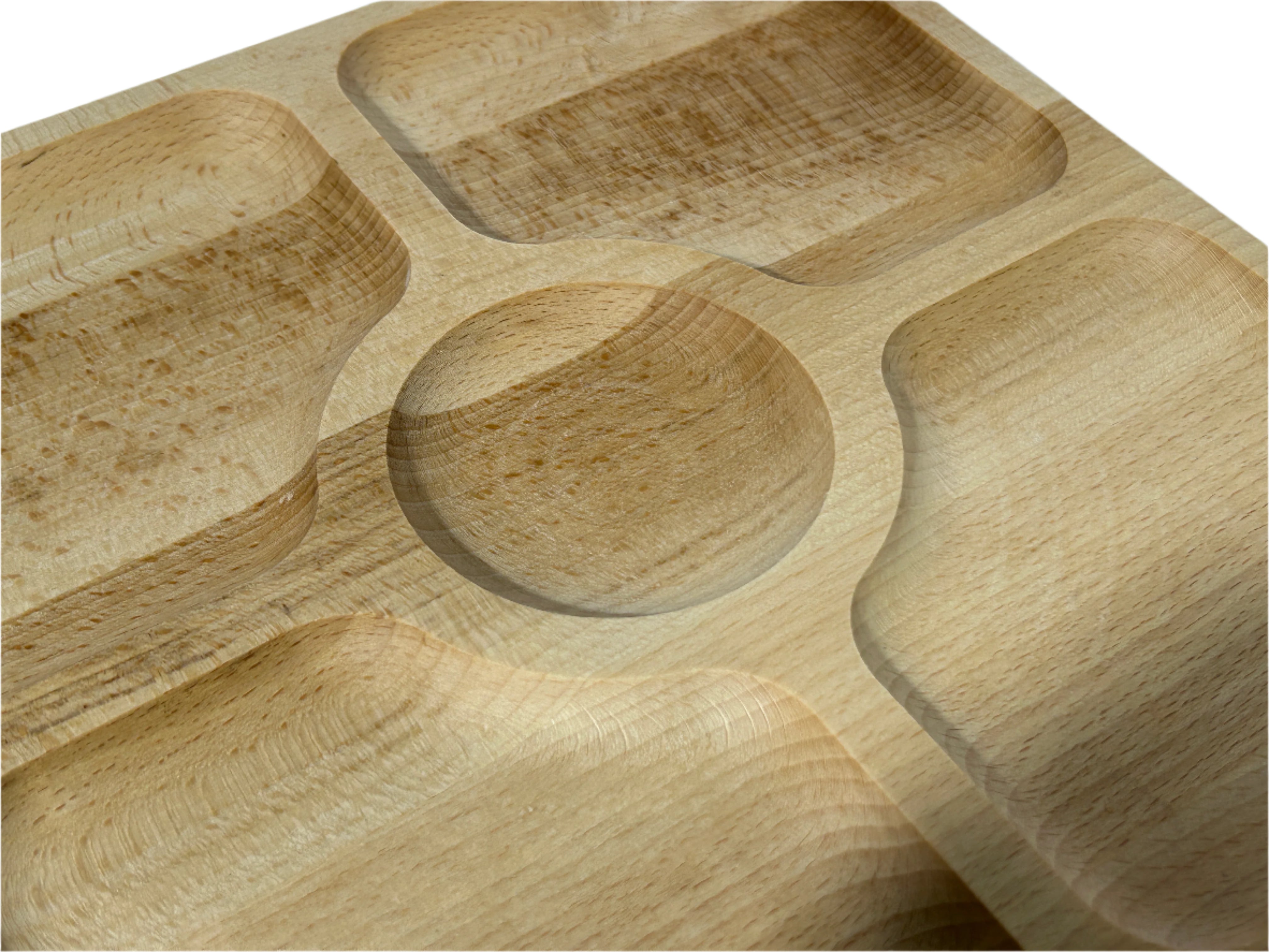    Holzteller mit Unterteilungen aus Buchenholz- HolzRepublik