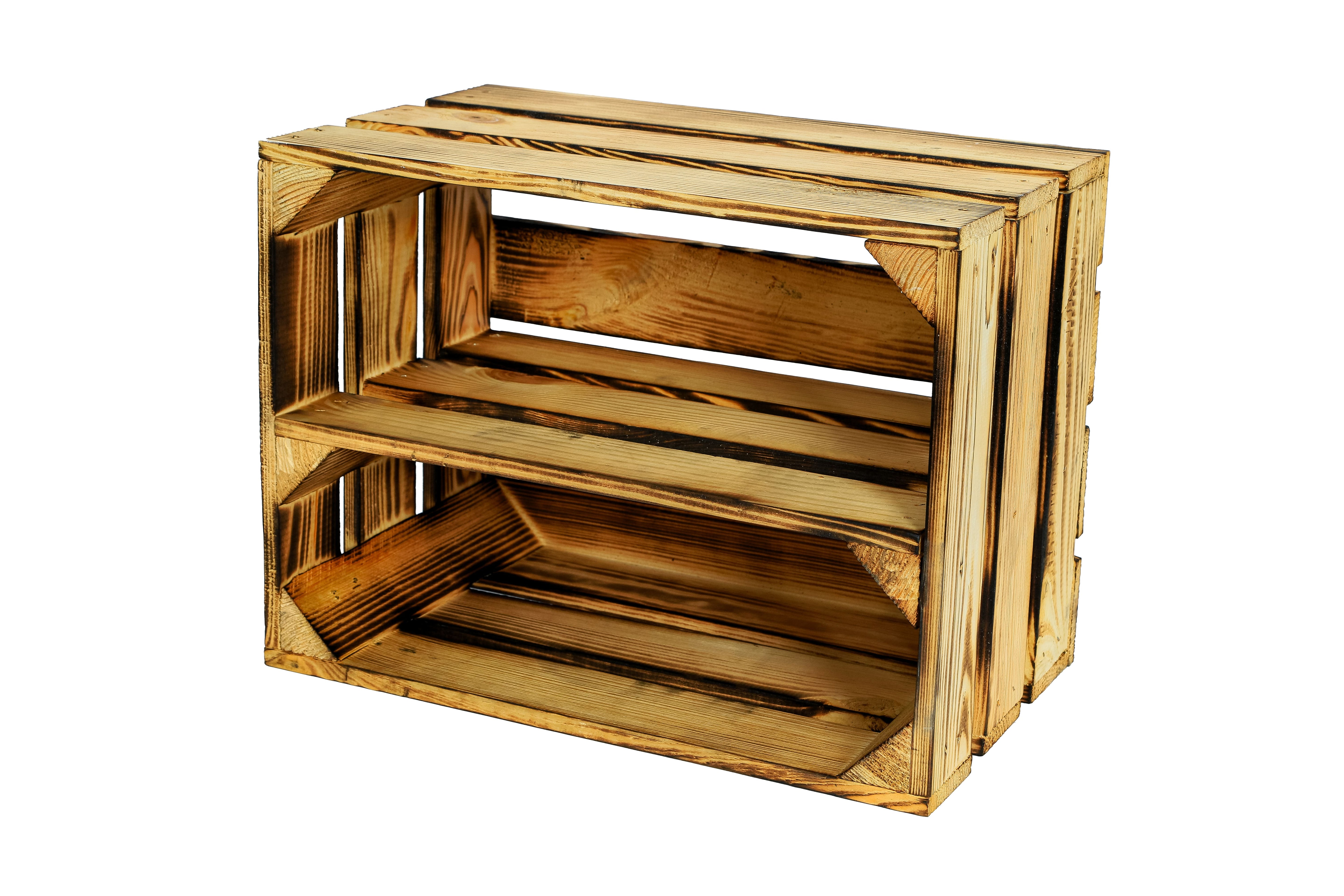    Neue Holzkiste BellaLang 40x30x25 cm - geflammt- HolzRepublik