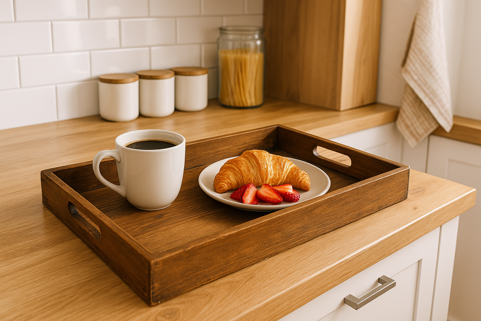 Holztablett / Frühstückstablett / Serviertablett 60x40x8cm - braun
