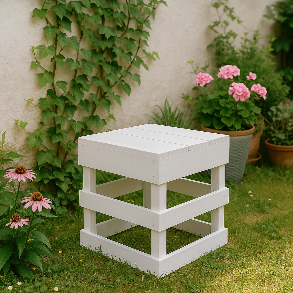 Weißer Hocker 42x42x45cm / Podest / Sitzplatz