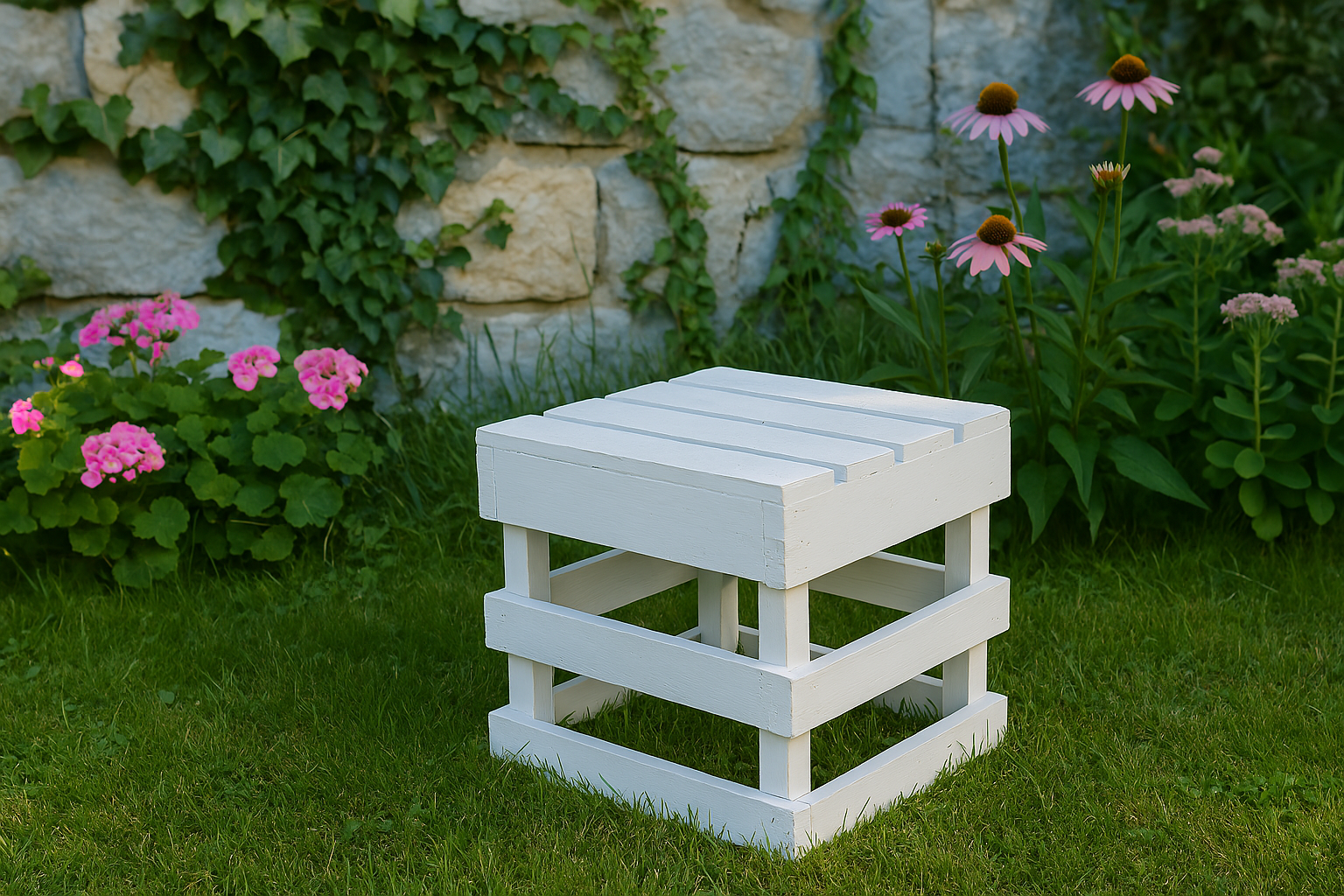 Weißer Hocker 42x42x45cm / Podest / Sitzplatz