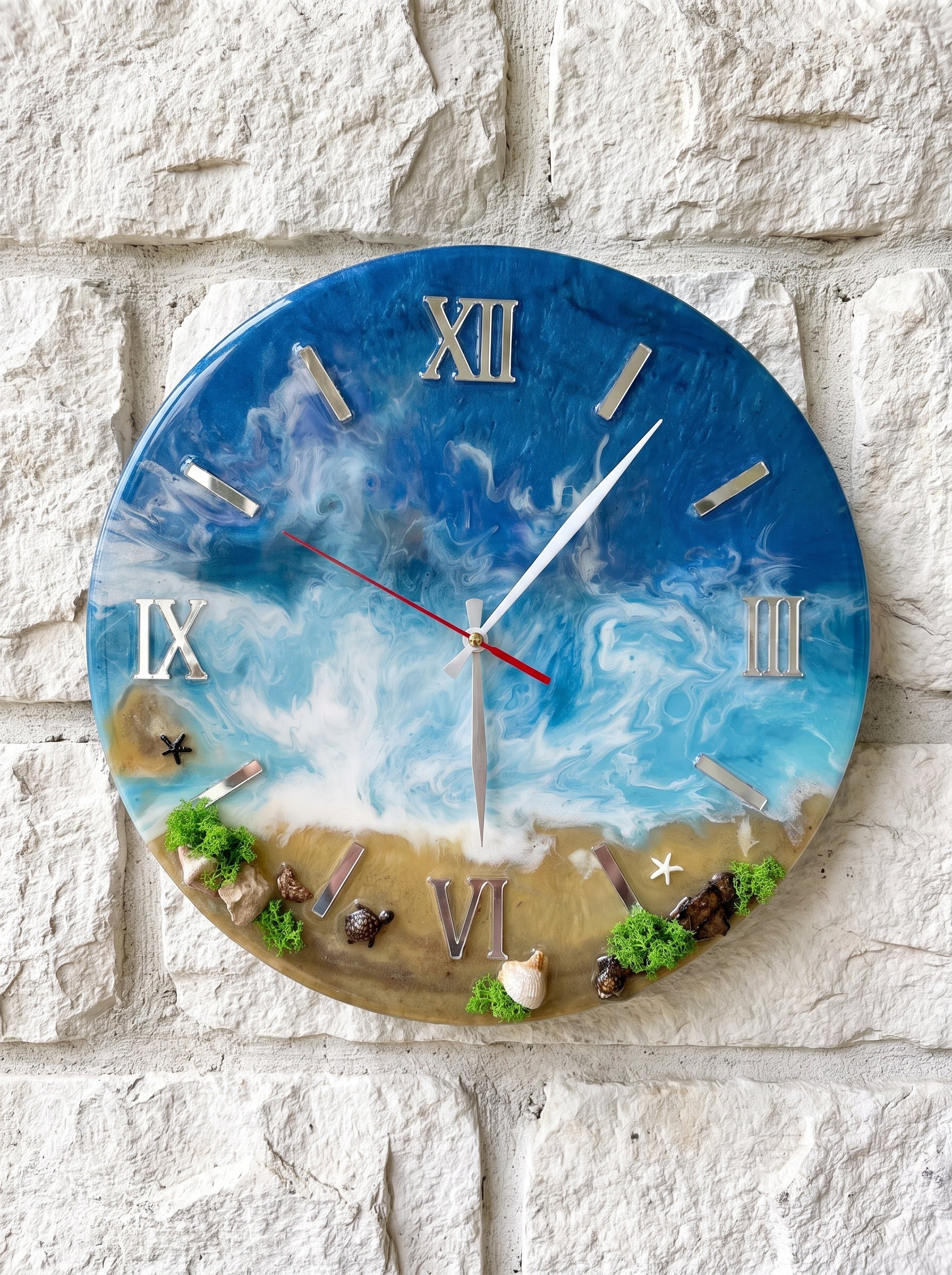 Maritime Wanduhr Ocean Style als Wanddeko im Wohnzimmer oder Schlafzimmer
