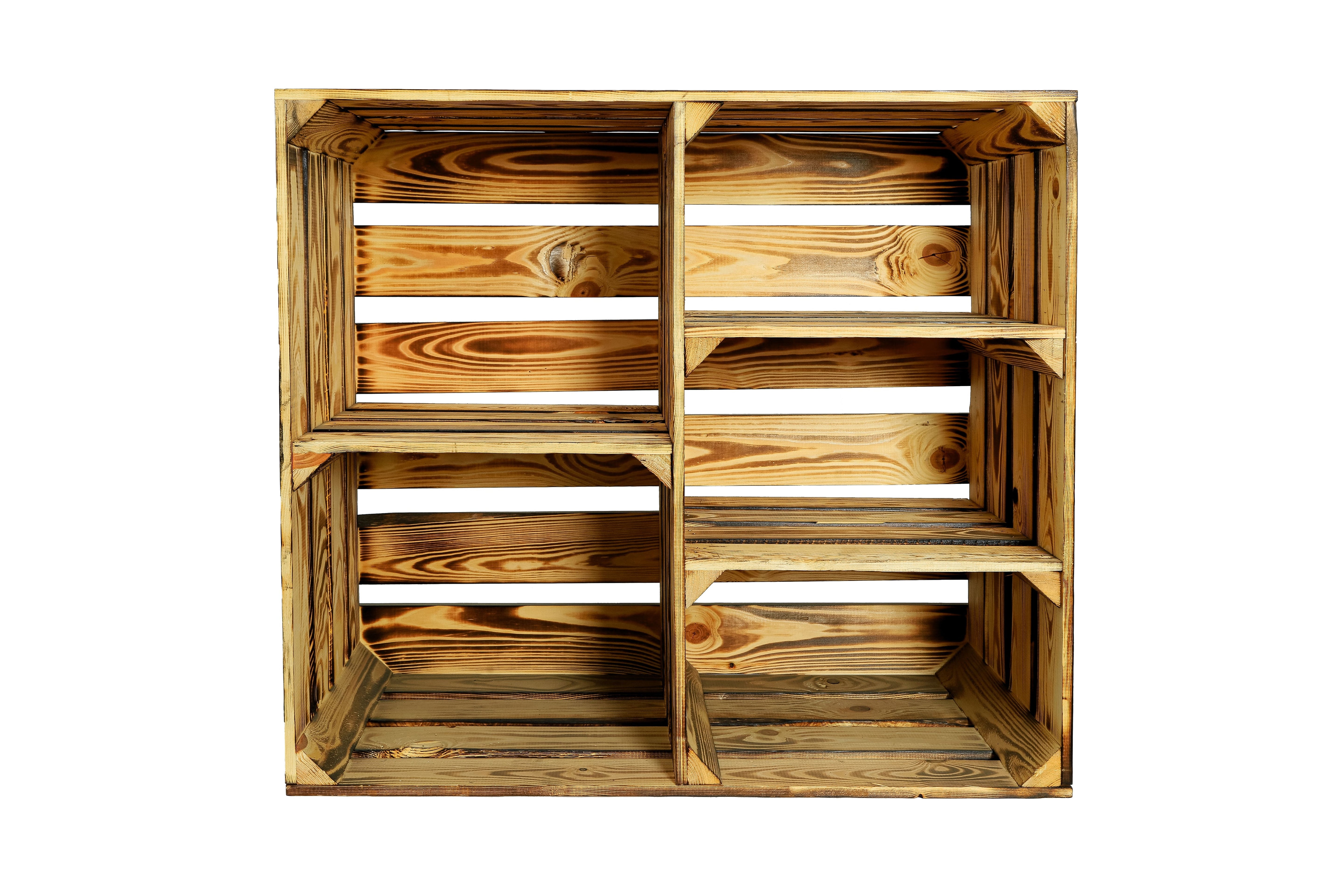    Großes Holzregal HS3 77x68x35cm - geflammt- HolzRepublik