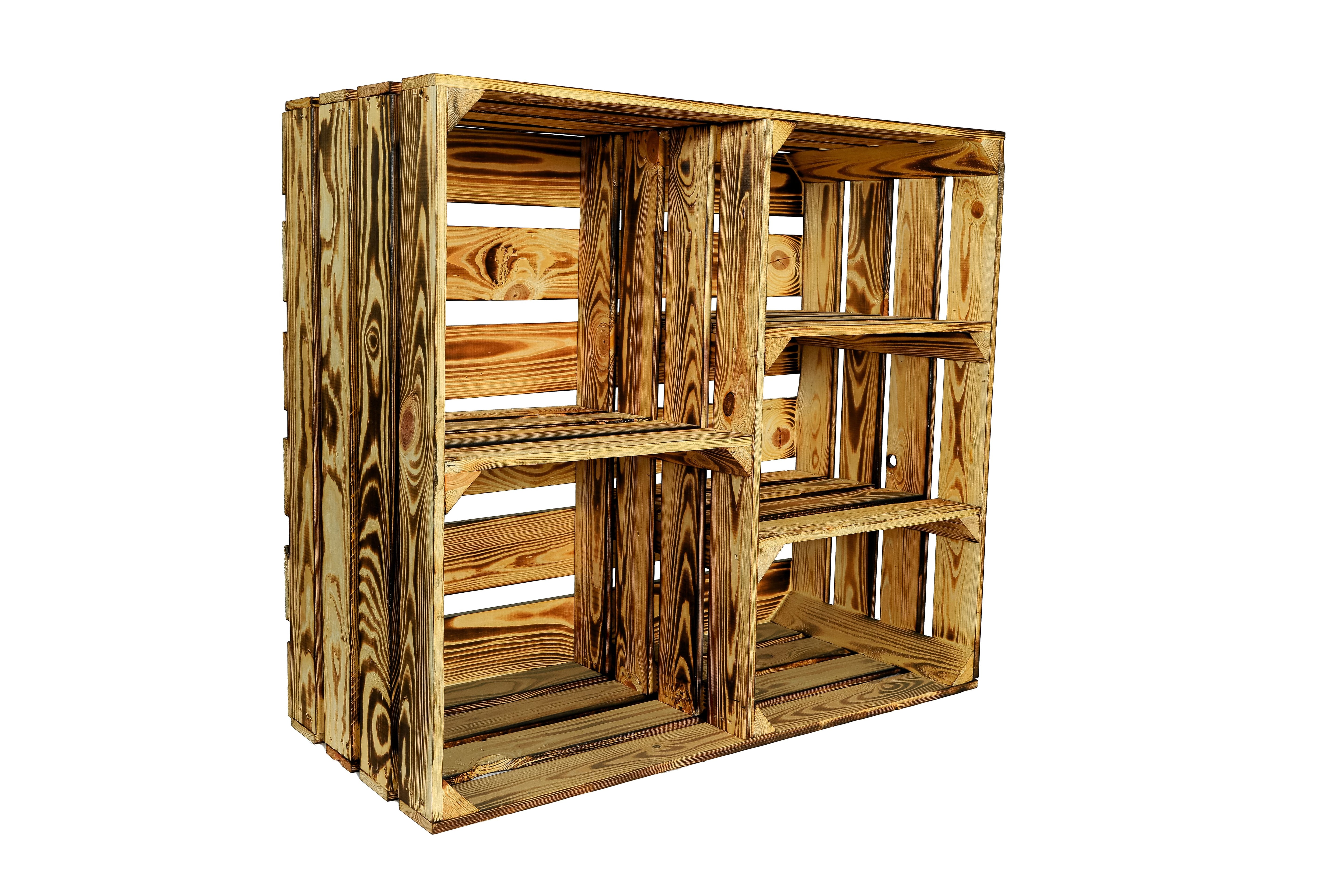    Großes Holzregal HS3 77x68x35cm - geflammt- HolzRepublik