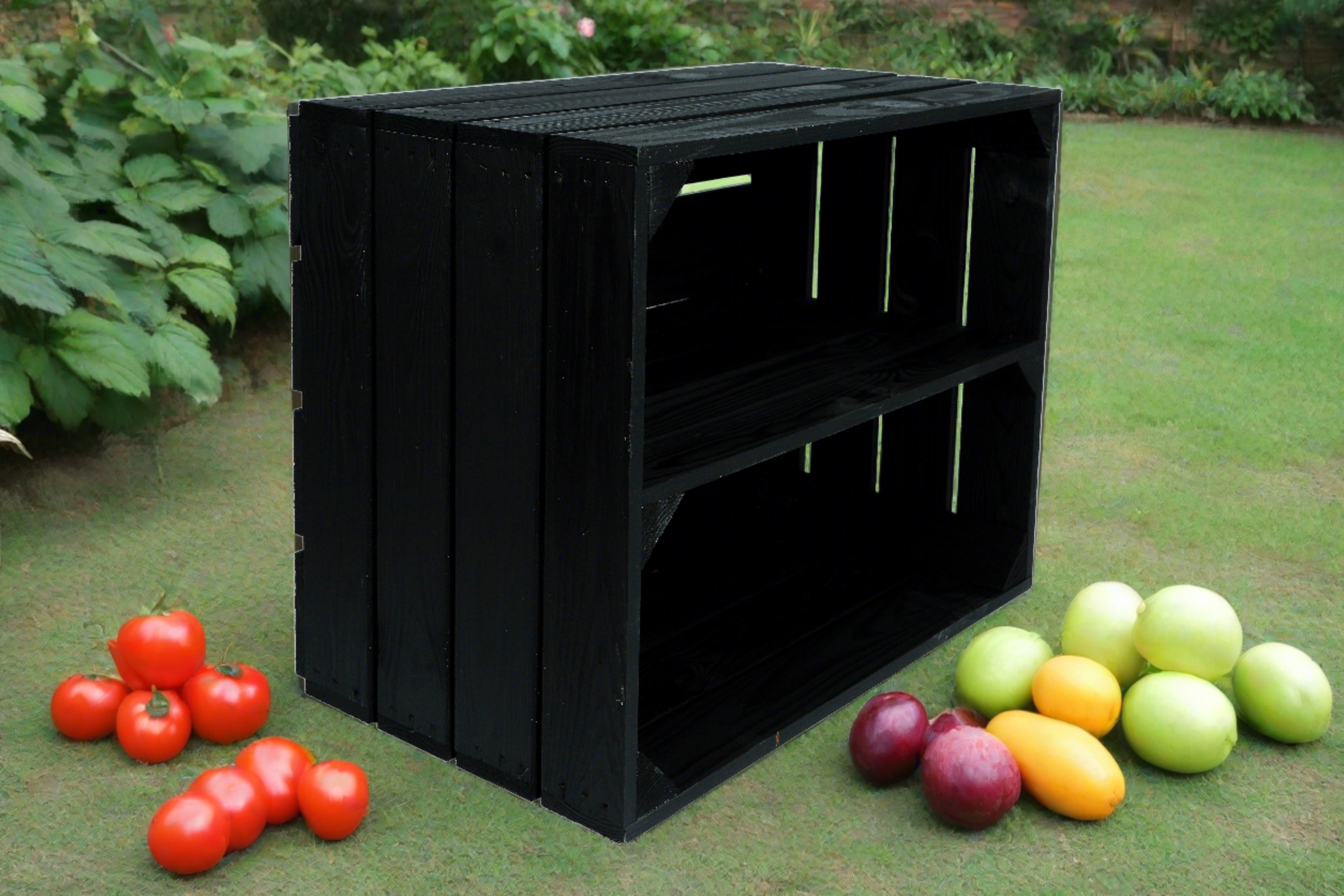    Neue Holzkiste Schuh 50x40x29 cm - schwarz- HolzRepublik