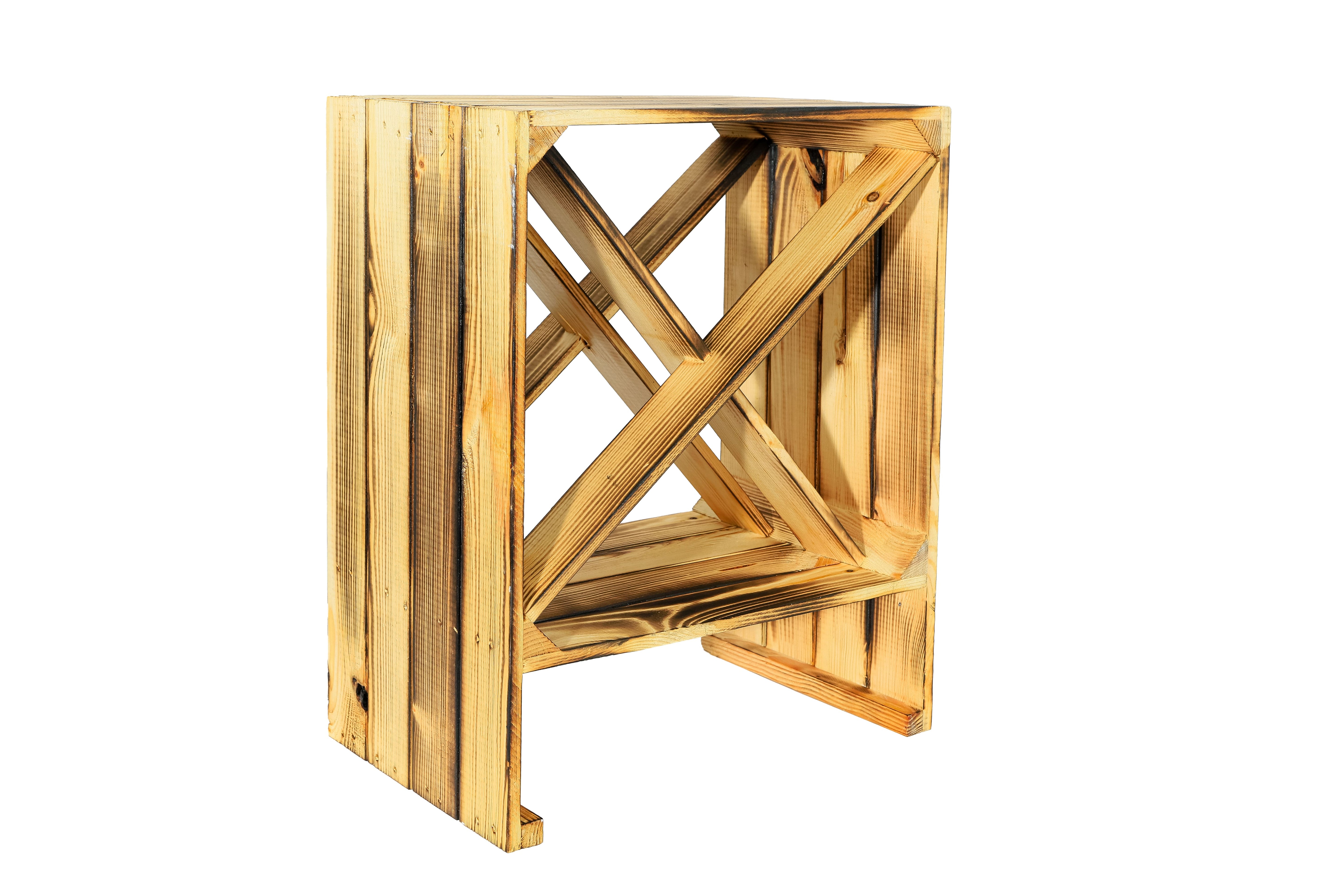    Neues Weinregal "X" 50x40x27cm - geflammt- HolzRepublik