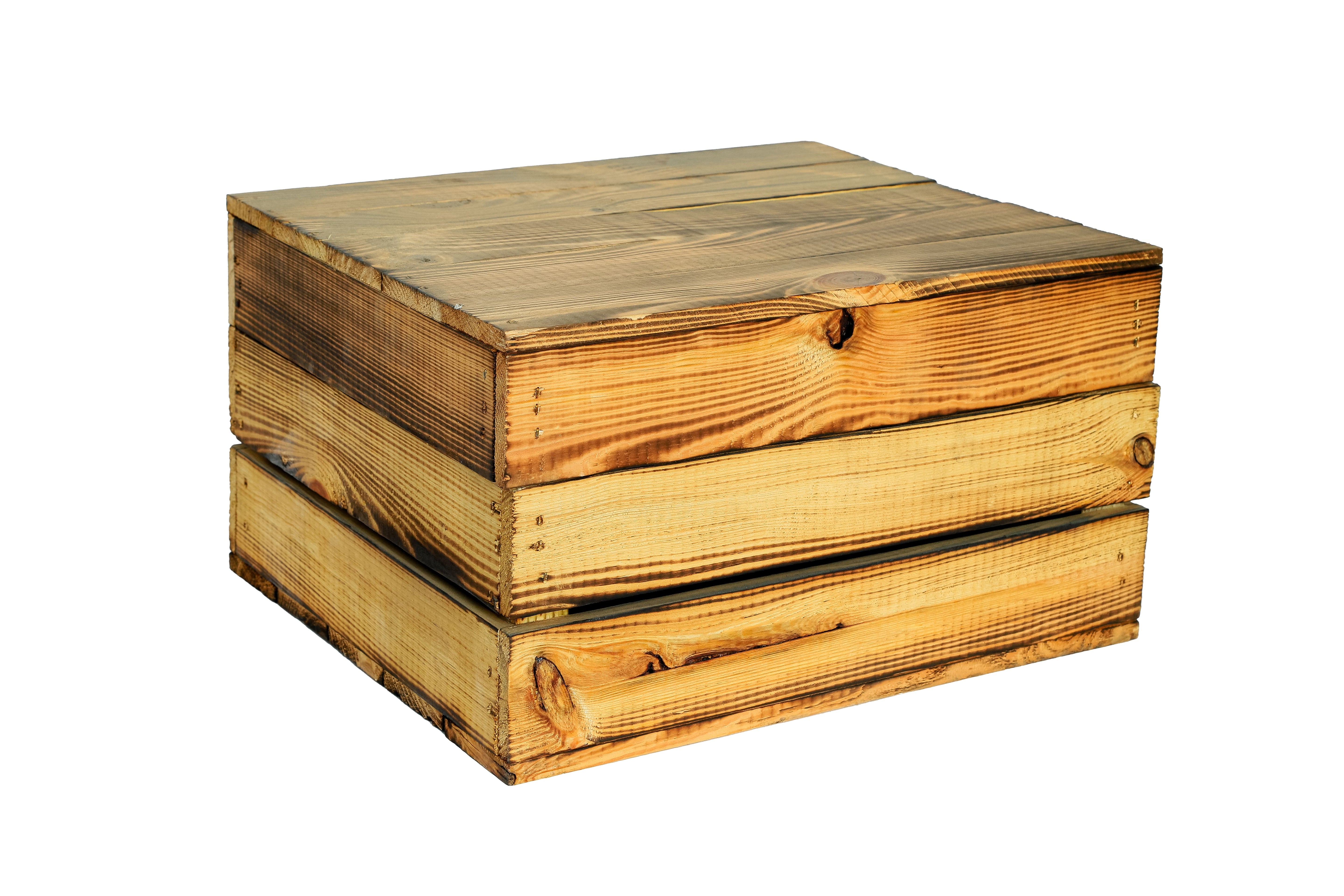    Truhe / Holztruhe Assos geflammt in verschiedenen Größen / Holzkiste mit Deckel / Aufbewahrungskiste- HolzRepublik
