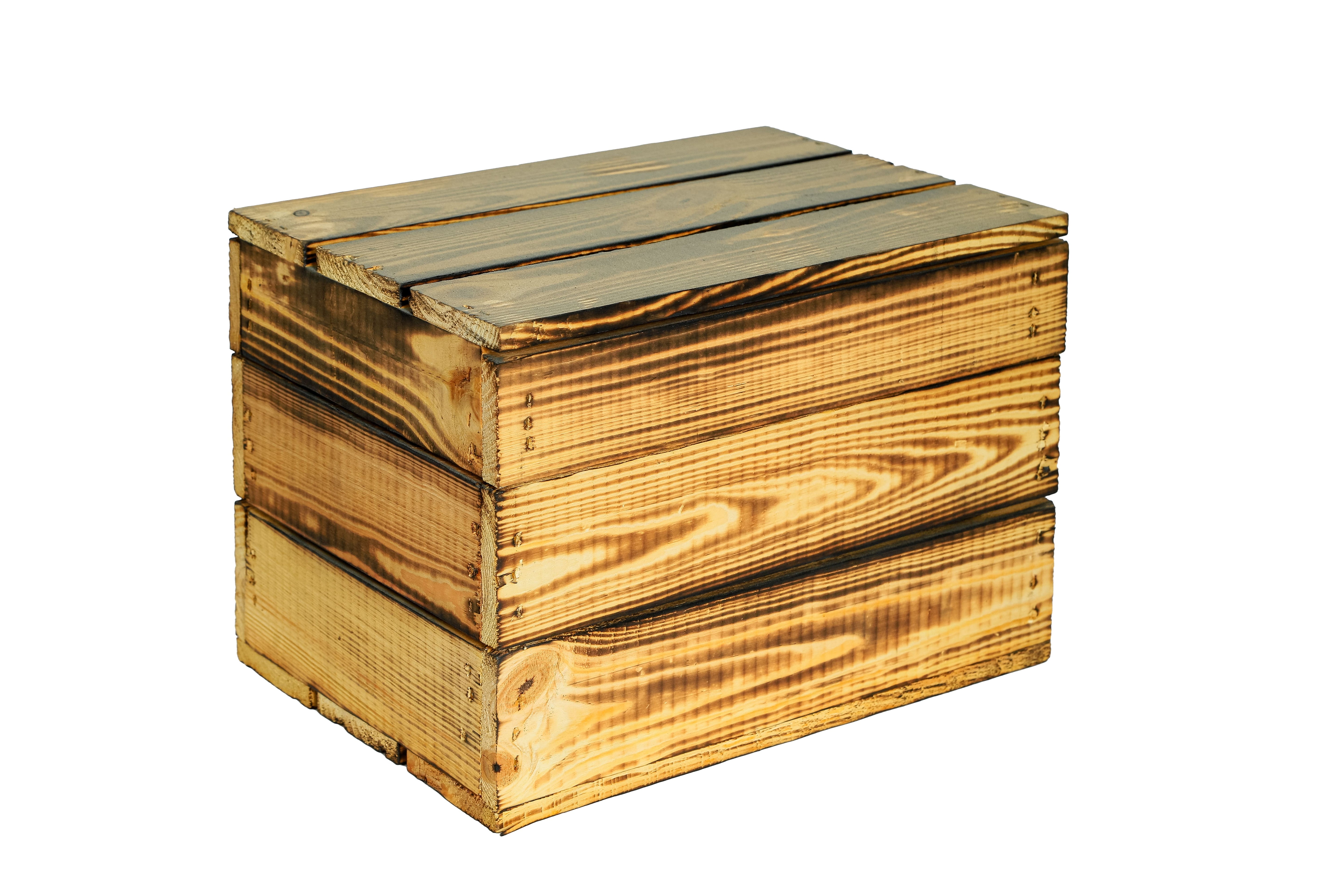    Truhe / Holztruhe Assos geflammt in verschiedenen Größen / Holzkiste mit Deckel / Aufbewahrungskiste- HolzRepublik