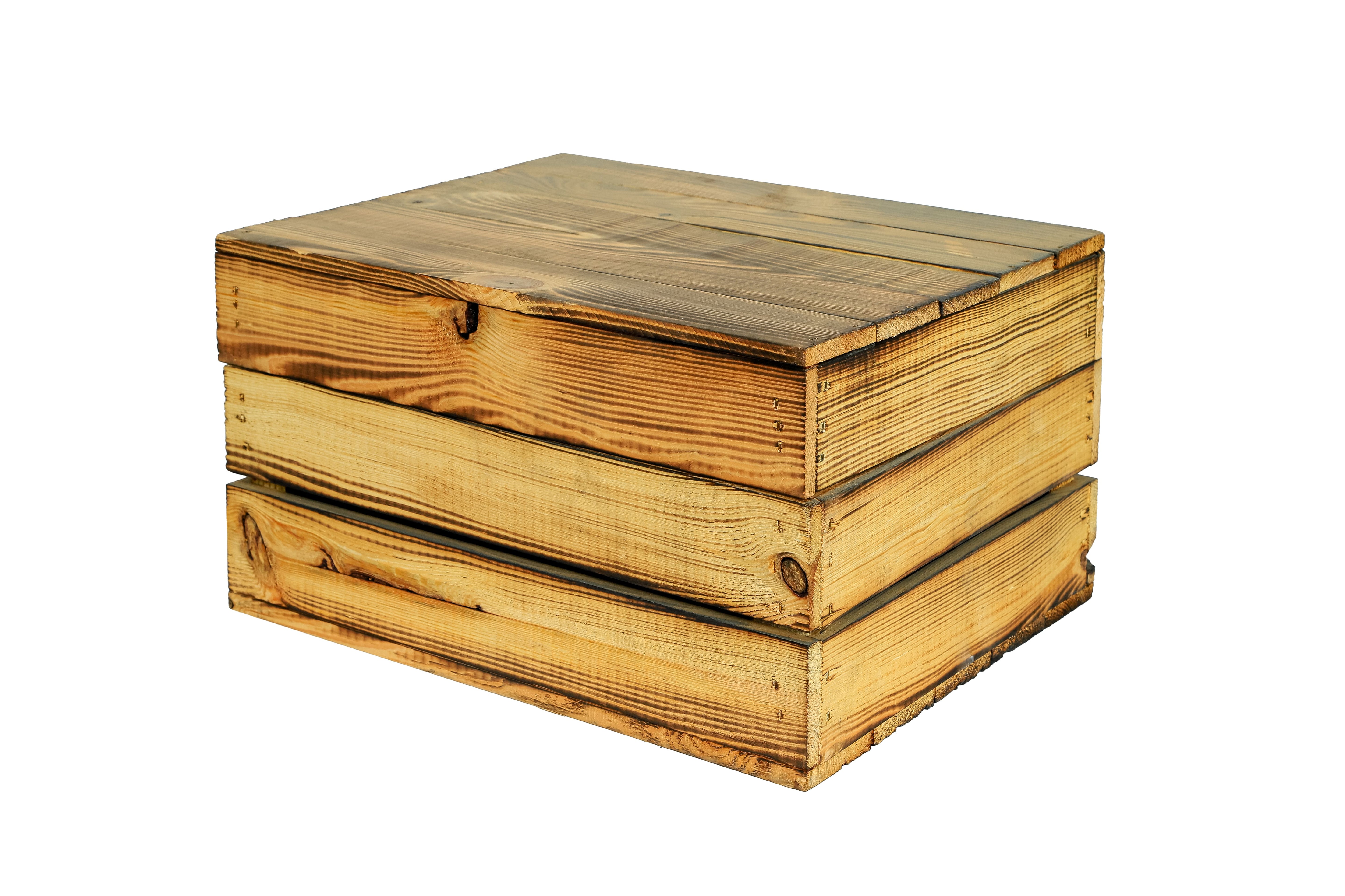    Truhe / Holztruhe Assos geflammt in verschiedenen Größen / Holzkiste mit Deckel / Aufbewahrungskiste- HolzRepublik