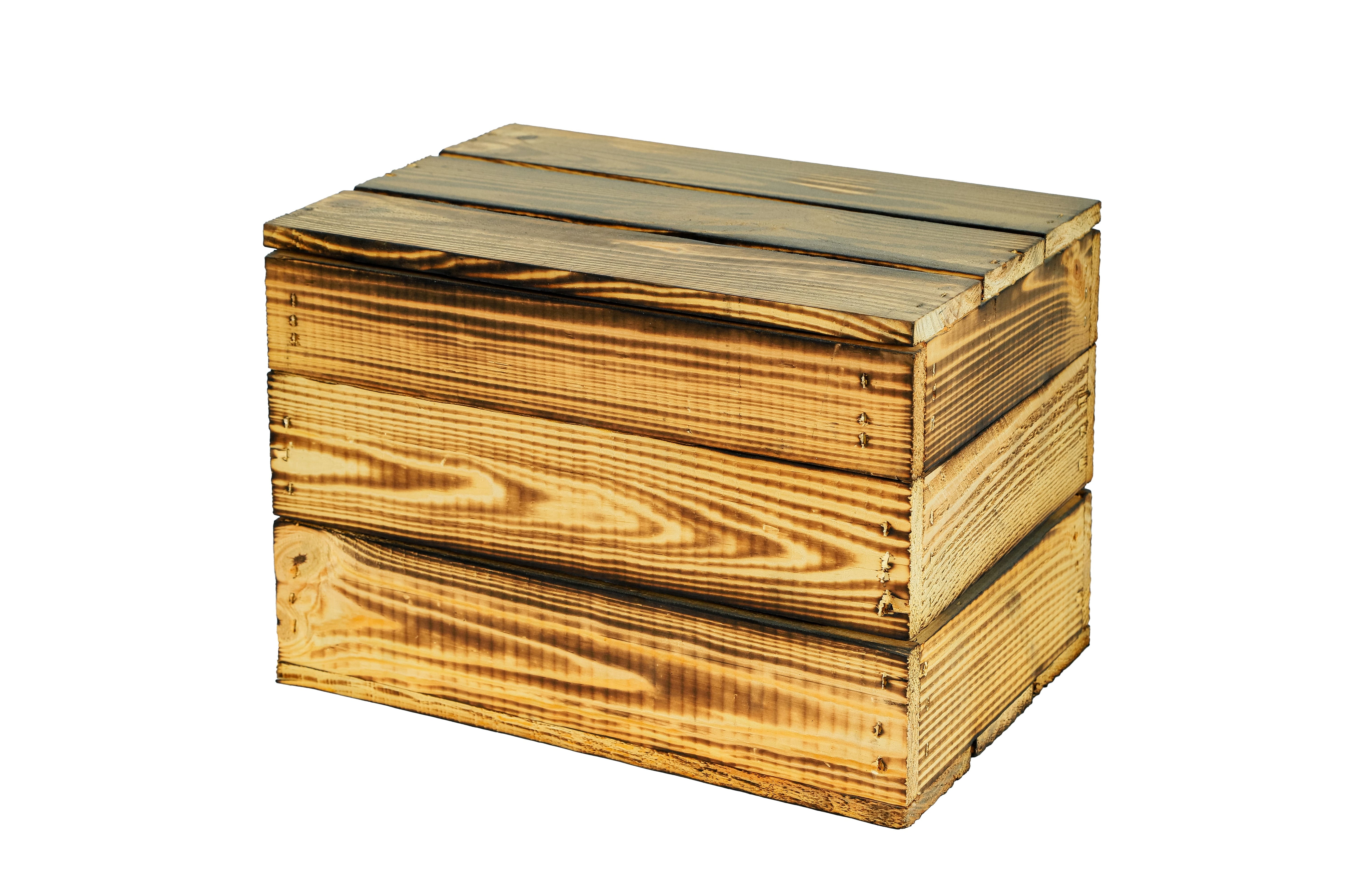    Truhe / Holztruhe Assos geflammt in verschiedenen Größen / Holzkiste mit Deckel / Aufbewahrungskiste- HolzRepublik