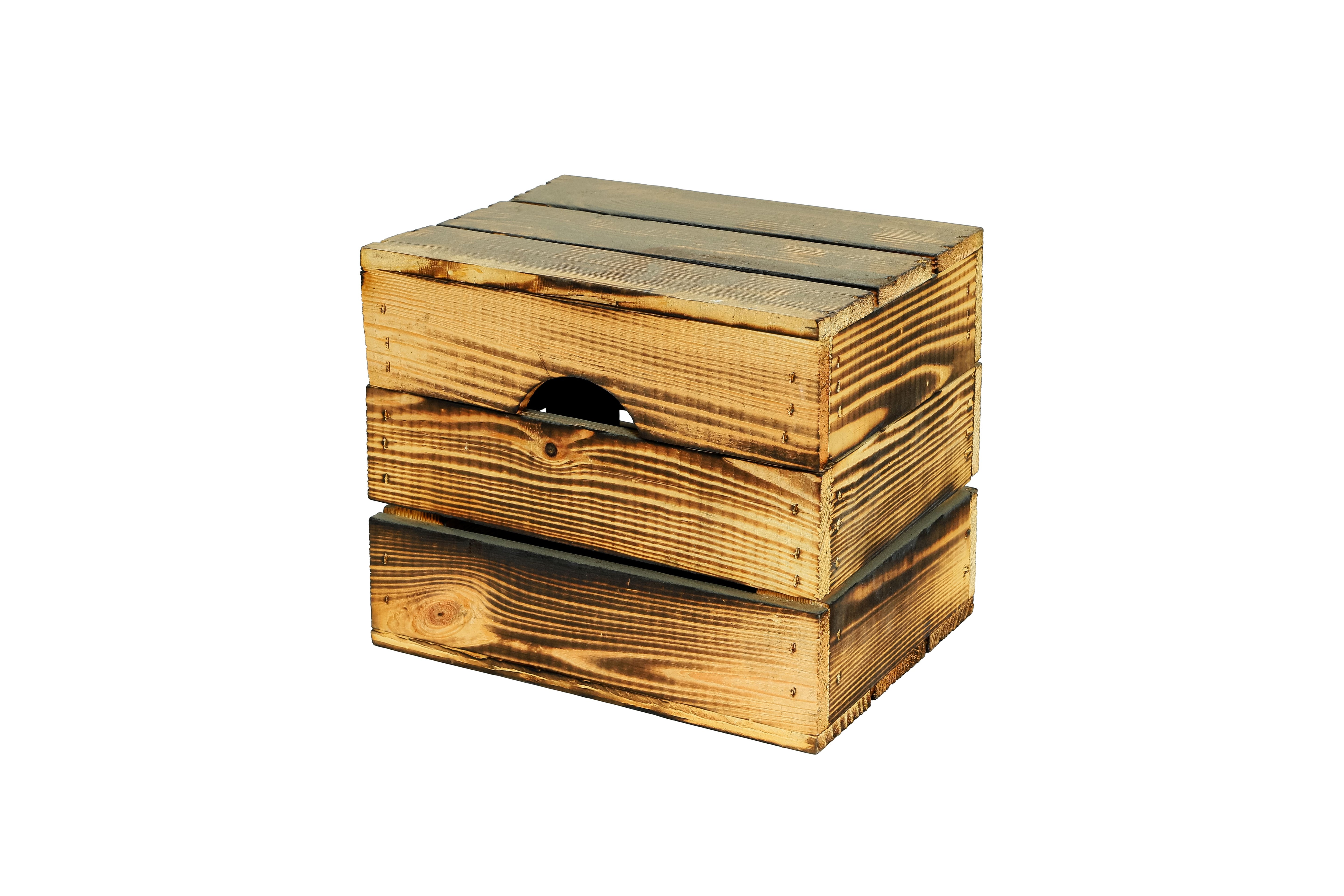    Truhe / Holztruhe Assos geflammt in verschiedenen Größen / Holzkiste mit Deckel / Aufbewahrungskiste- HolzRepublik
