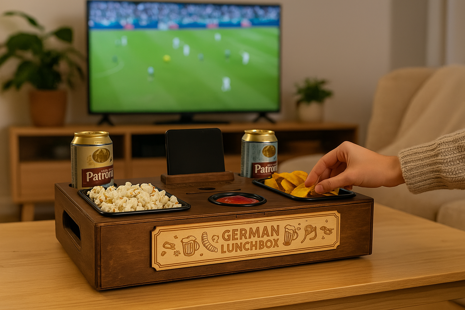 „German Lunchbox” Bier-Organizer & Snackteller für gemütliche Abende