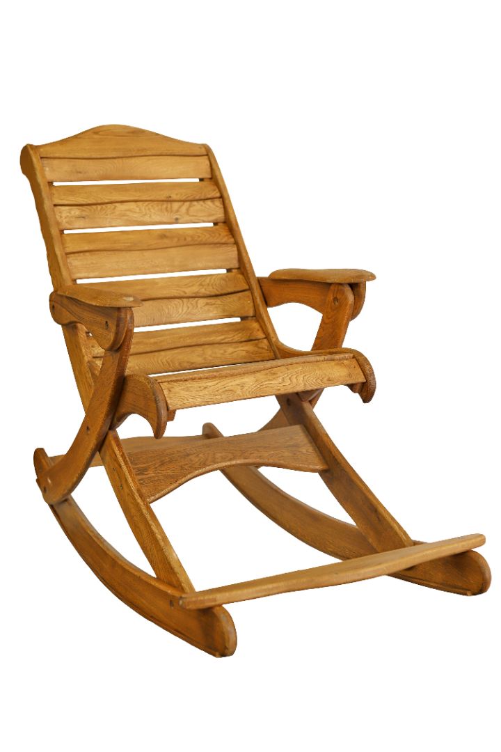    Schaukelstuhl aus massivem Eichenholz Braun / Massivholz / Wippstuhl aus Eiche- HolzRepublik