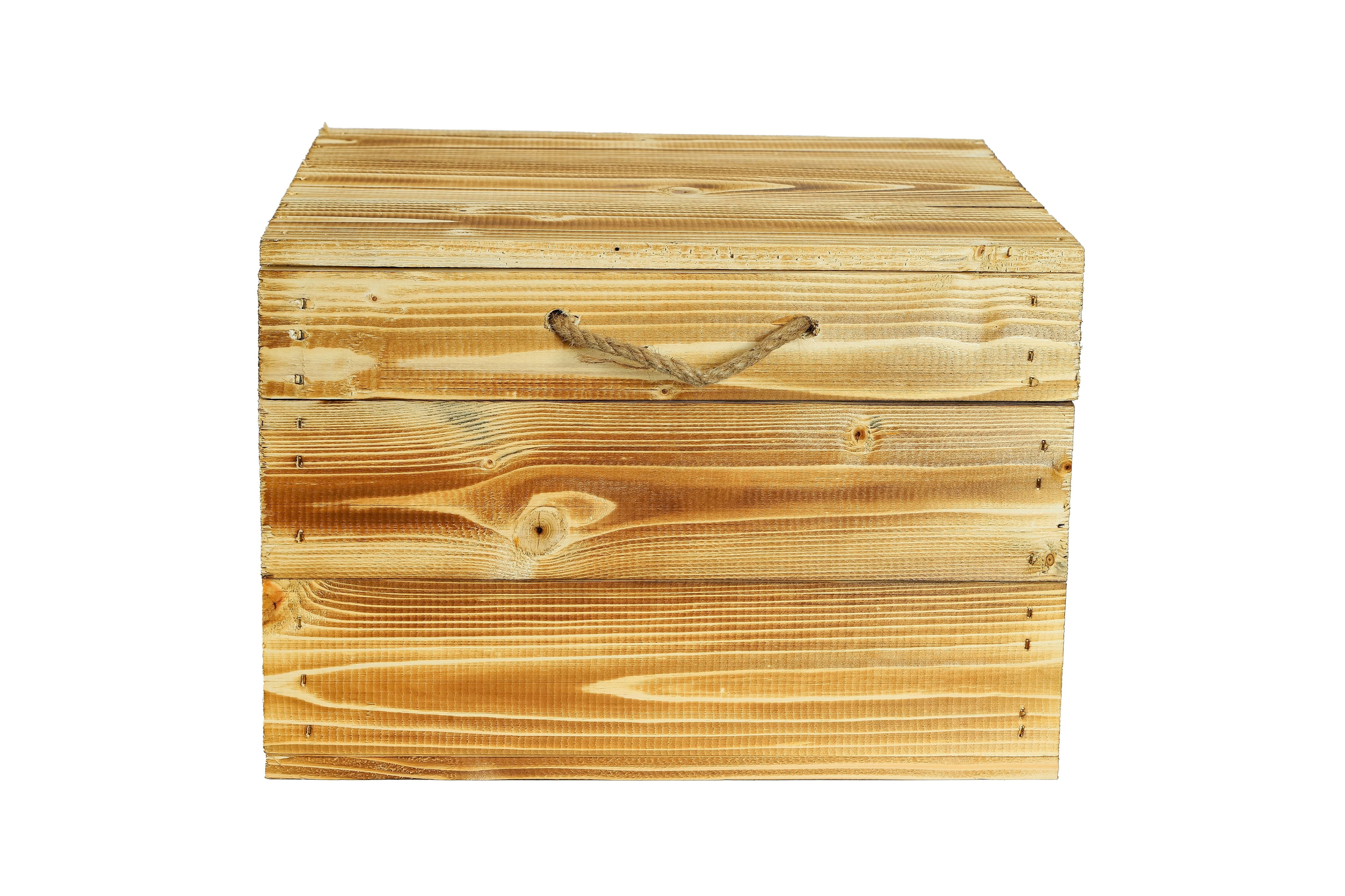    Neue Holztruhe "Erika" 40x30x27cm - geflammte Truhe- HolzRepublik