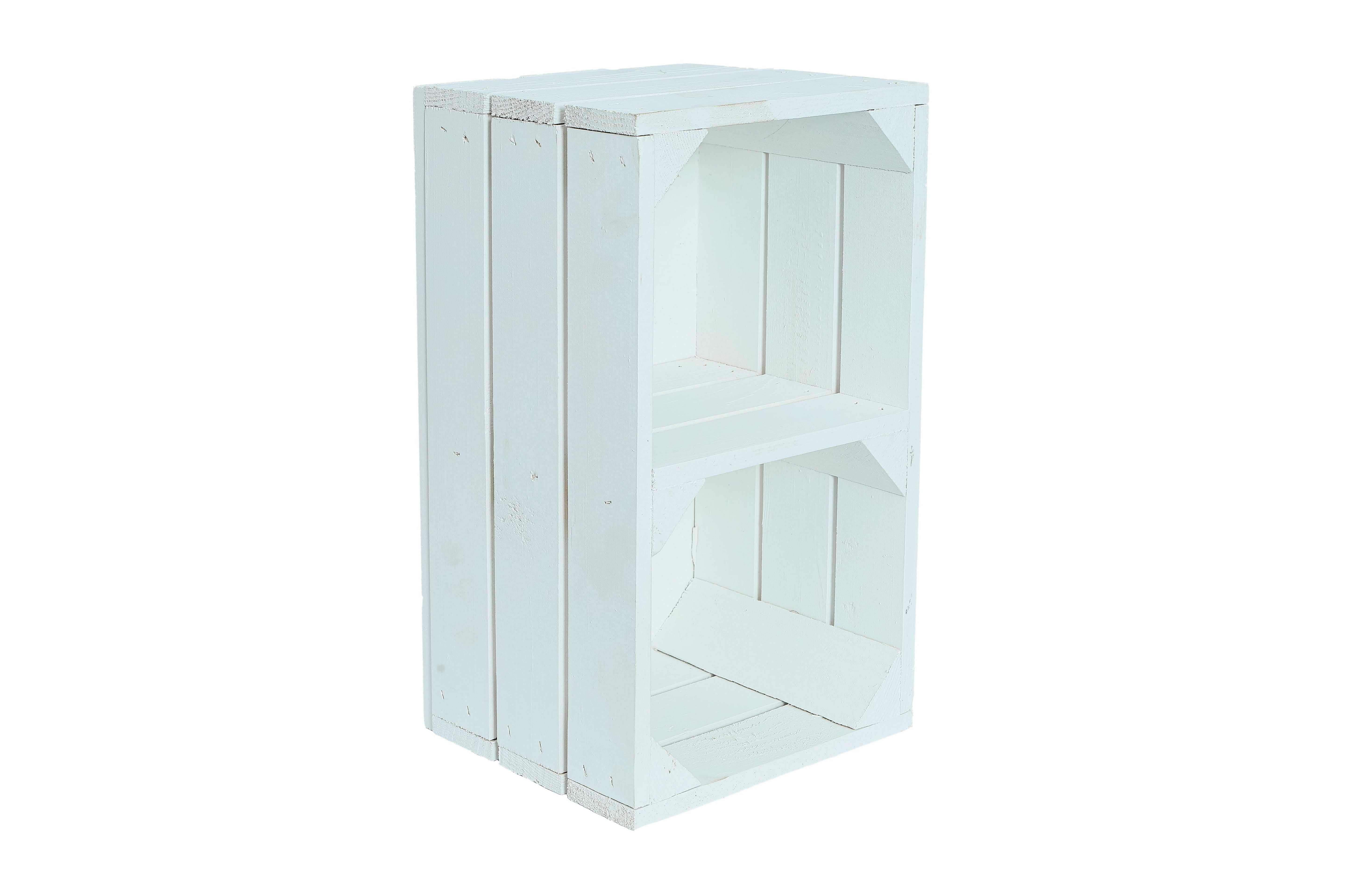    Neue Holzkiste Hilde Quer mit Mittelbrett 38x22x21 cm - weiß / kleine Dekokiste / Obstkiste / Aufbewahrungskiste- HolzRepublik