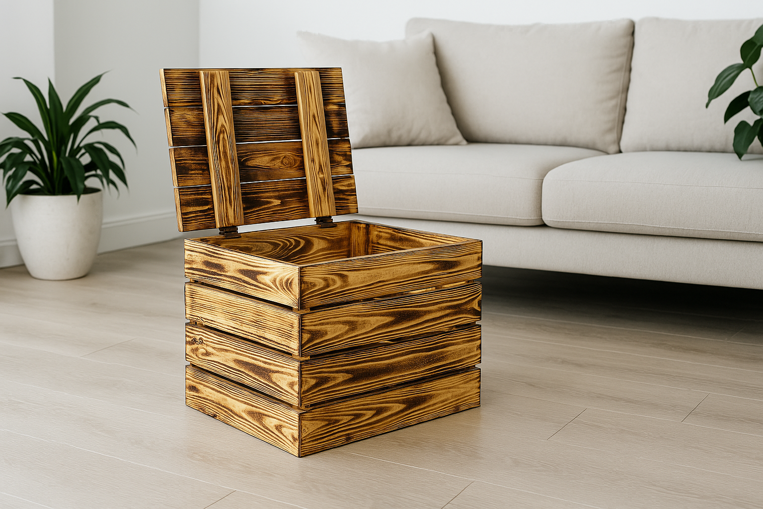 Holztruhe Geflammt 48x40x30 cm