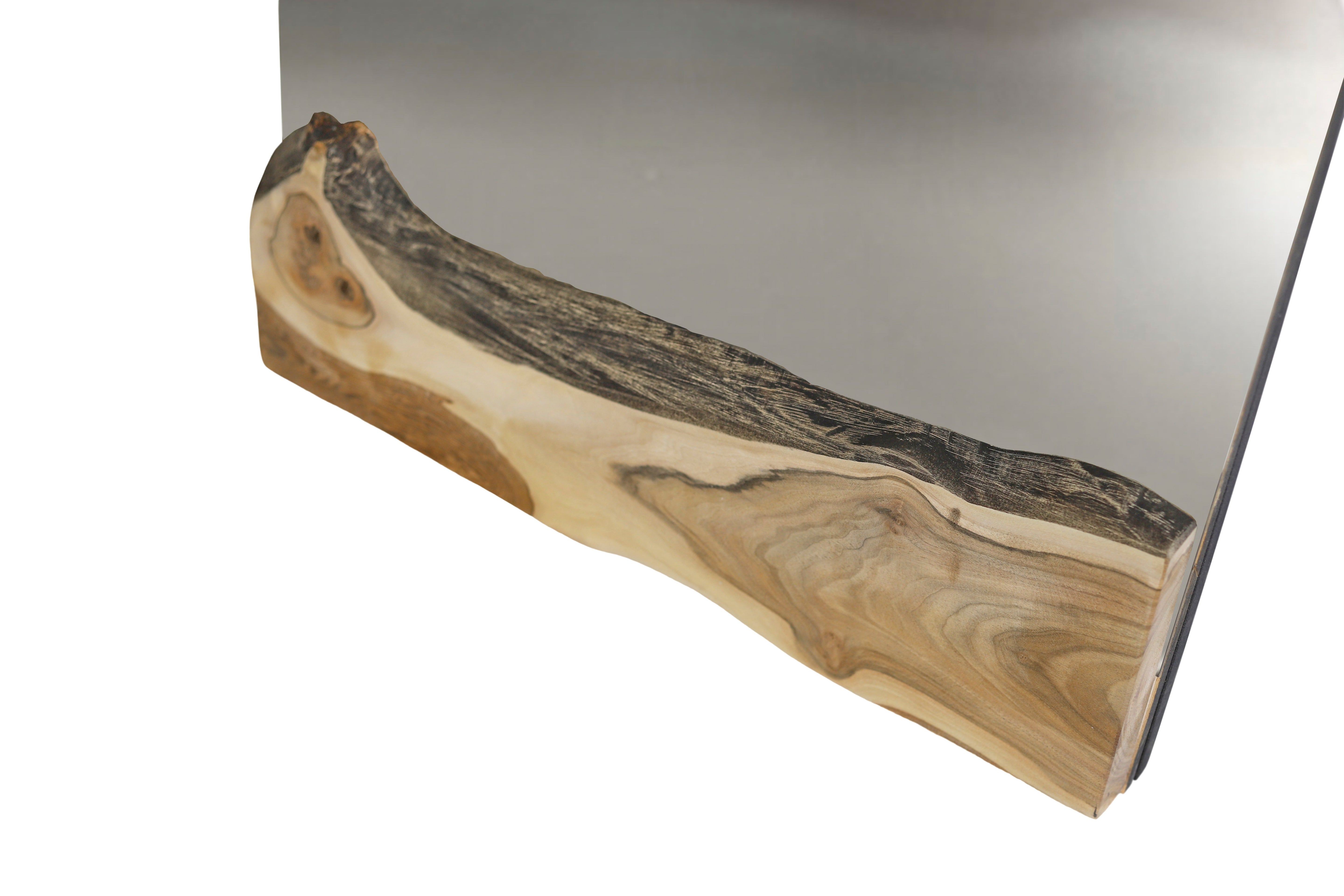    Wandspiegel 102x60x6 cm mit Rahmen aus Walnussholz-Lebendkante / Baumkante / Unikat- HolzRepublik