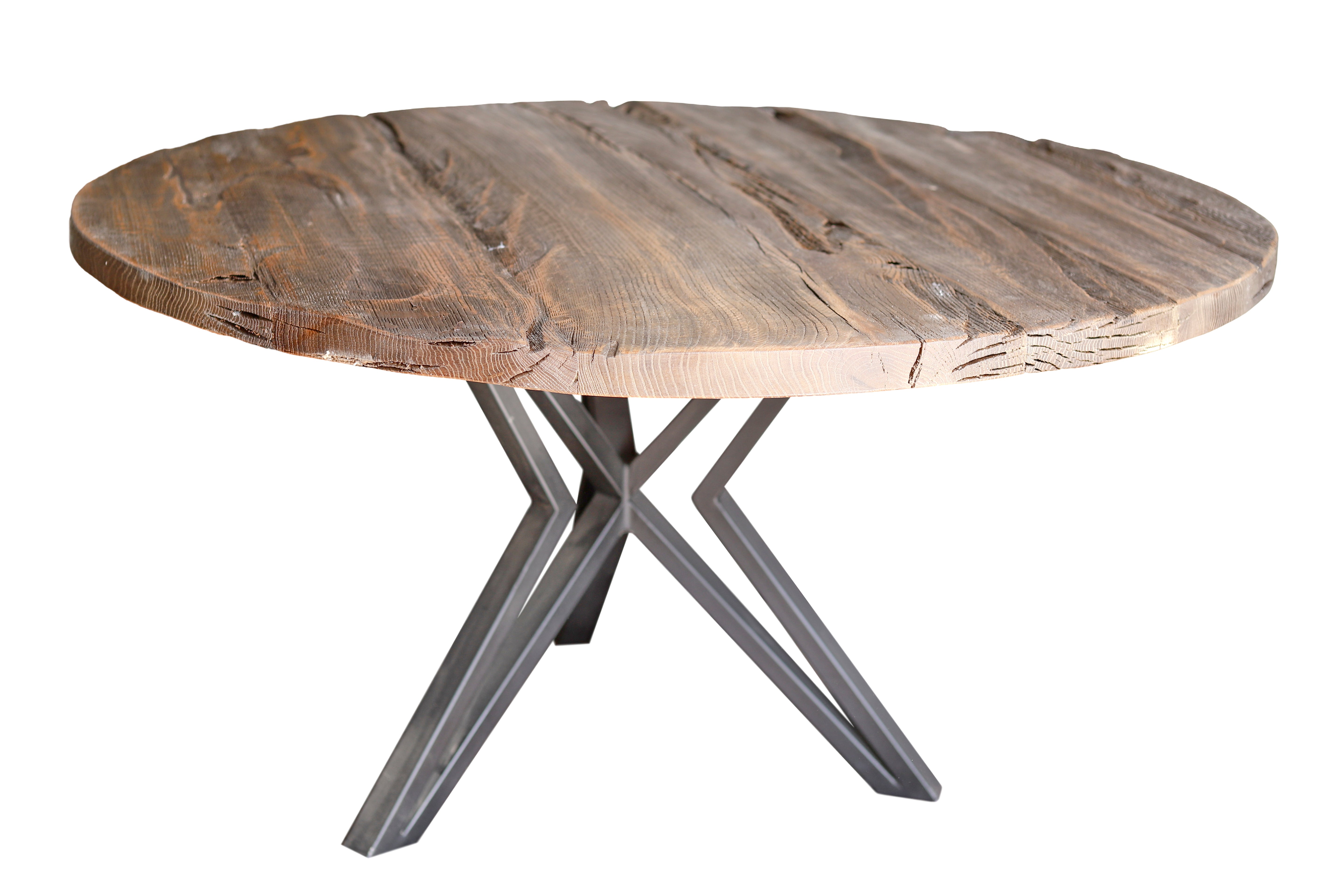    Runde Tischplatte aus altem originalem Altholz / Holztischplatte- HolzRepublik