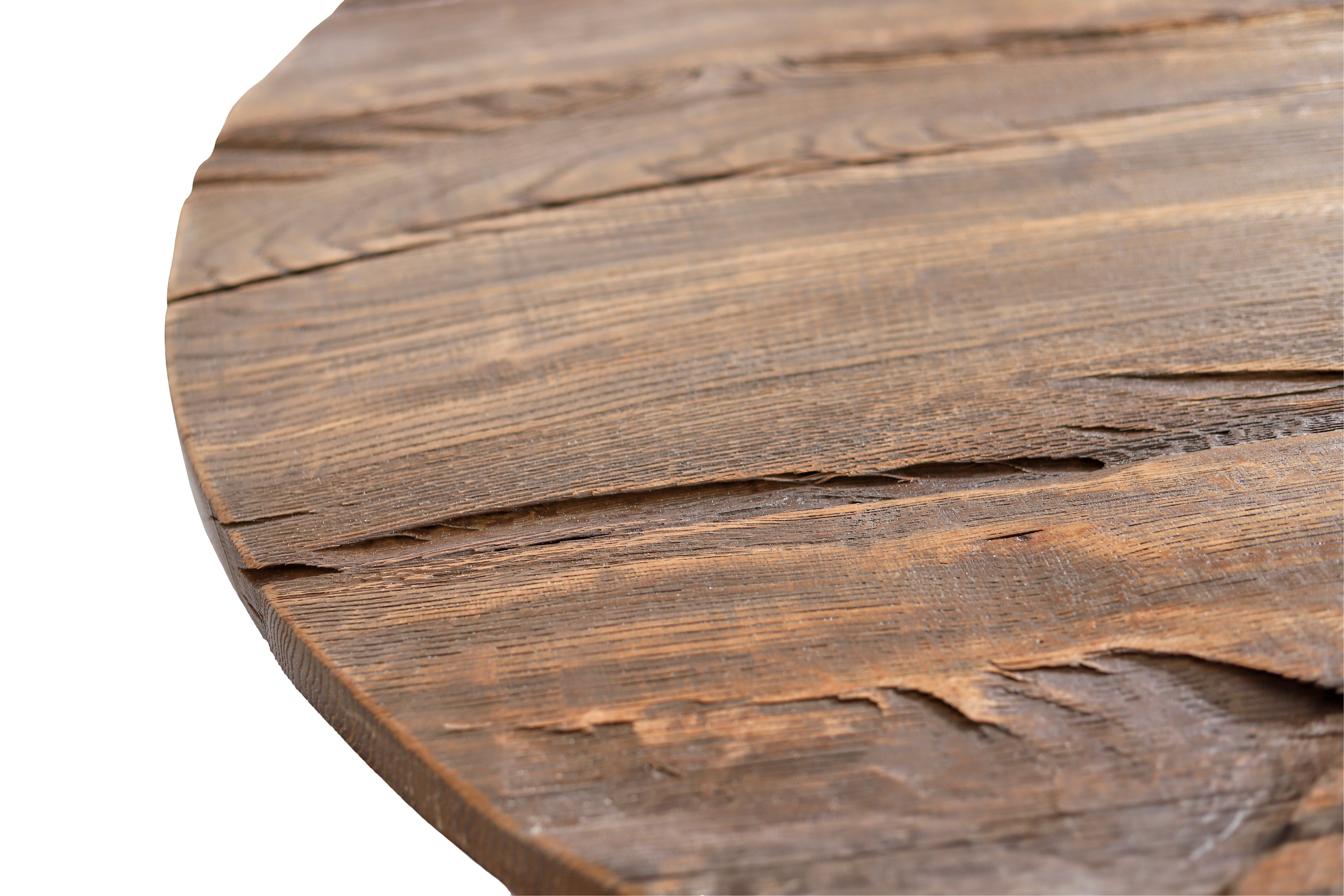    Runde Tischplatte aus altem originalem Altholz / Holztischplatte- HolzRepublik