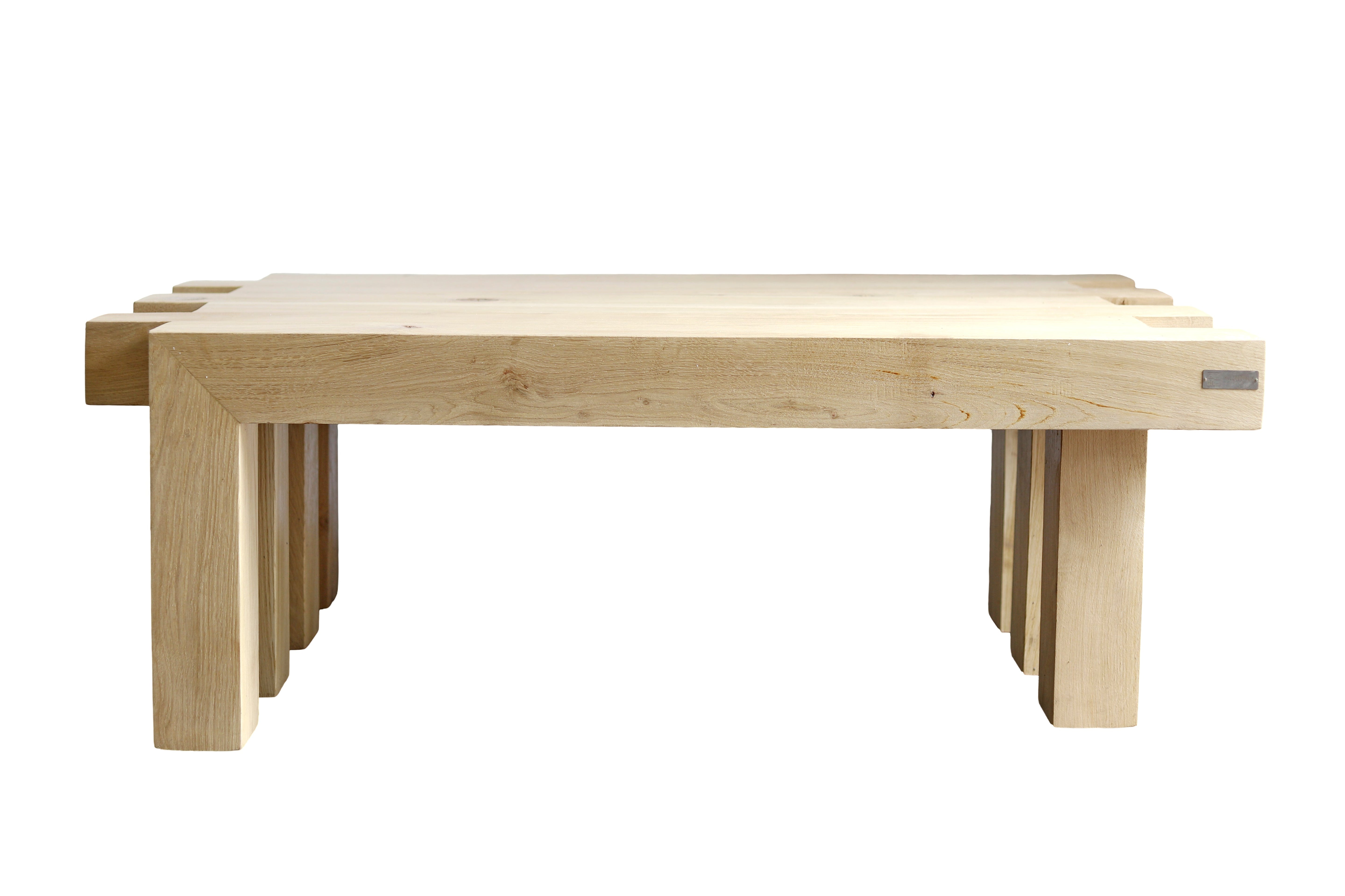    Rechteckiger Couchtisch aus neuen Eichenbalken / Massivholz- HolzRepublik