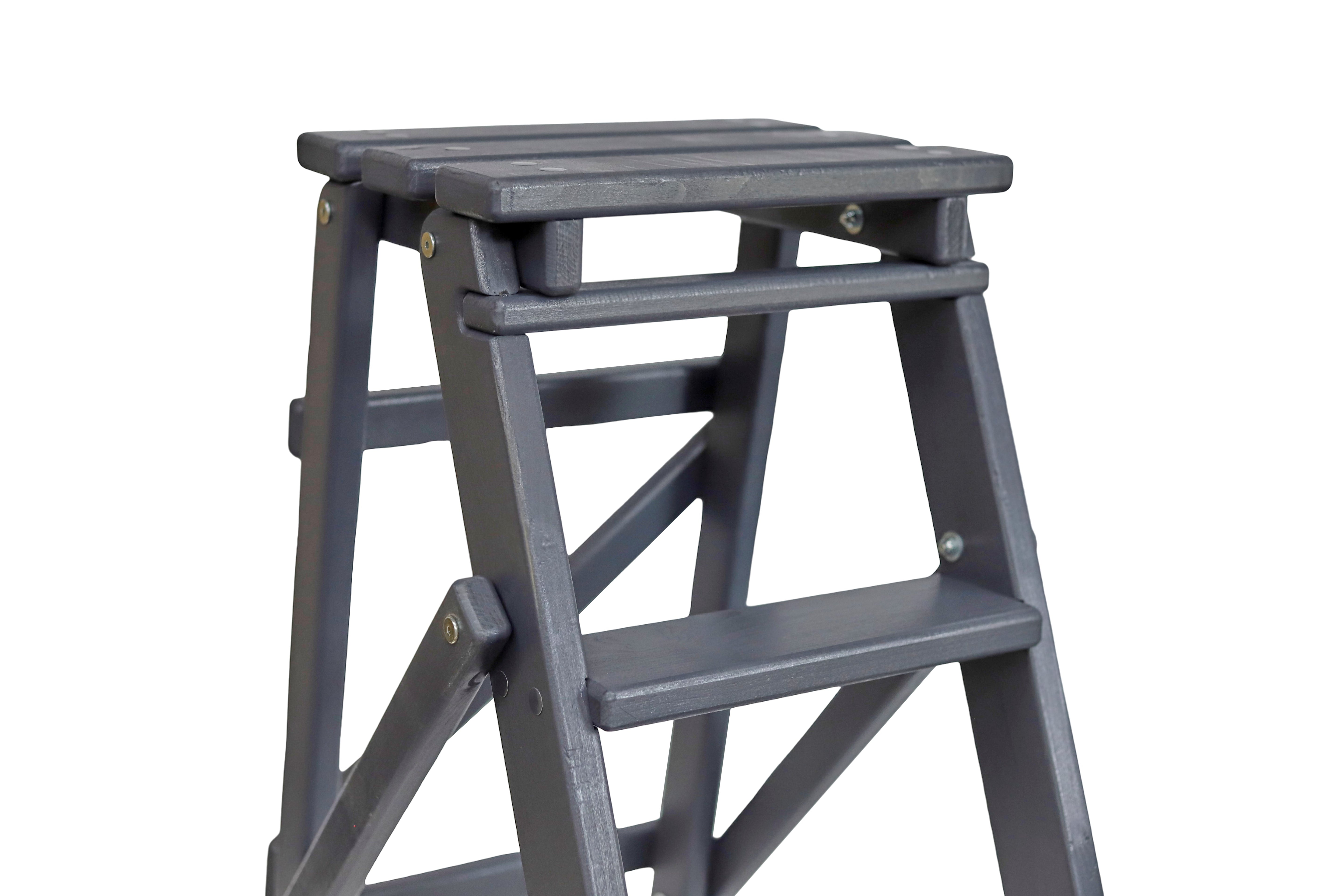    Küchenleiter aus Erlenholz - Grau / Holzleiter / Küchenhilfe Leiter aus Holz / Trittleiter / Klapptritt- HolzRepublik