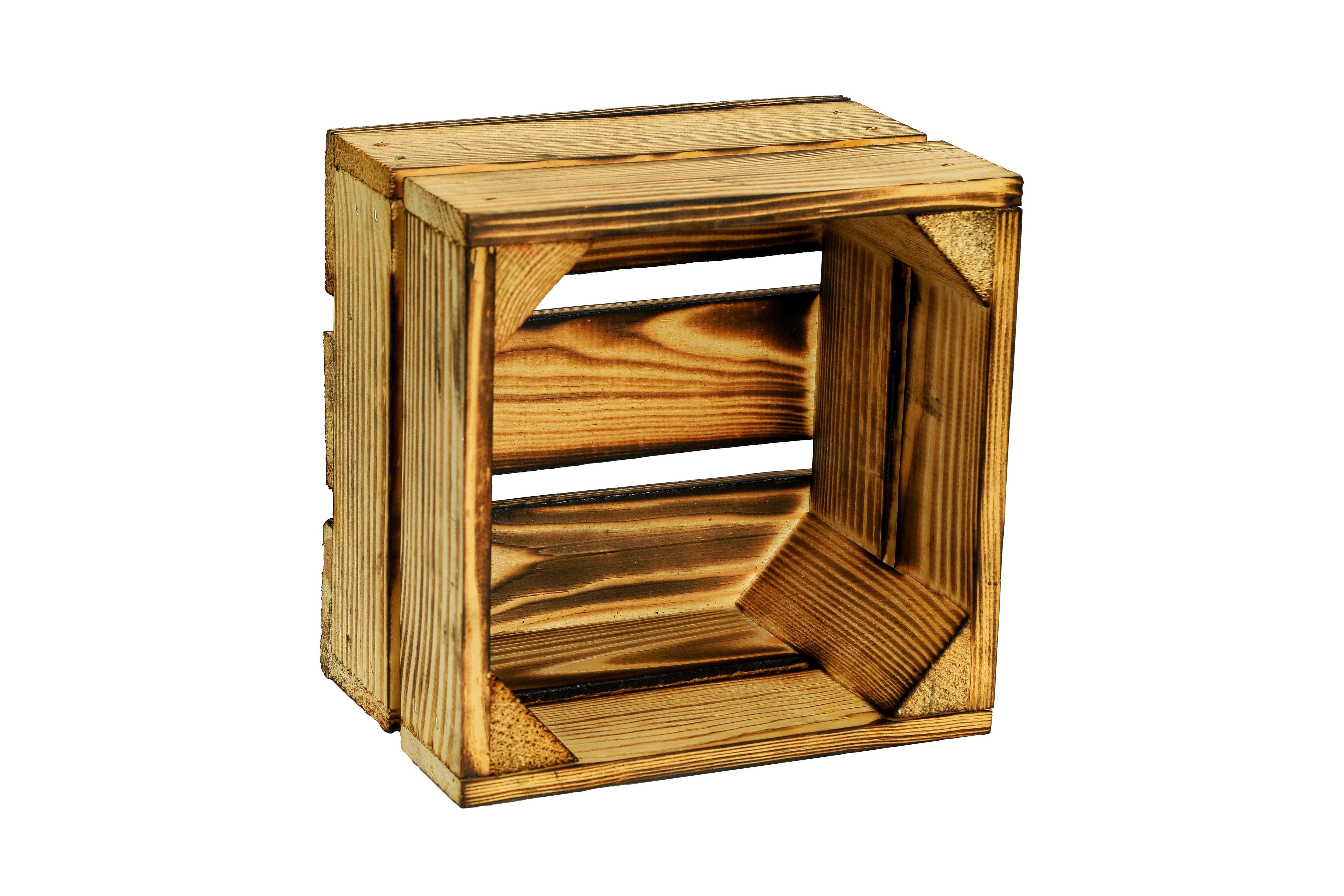    Neue kleine Holzkiste Lotta Geflammt 22x22x15 cm - geflammt / kleine Dekokiste / Aufbewahrungskiste- HolzRepublik