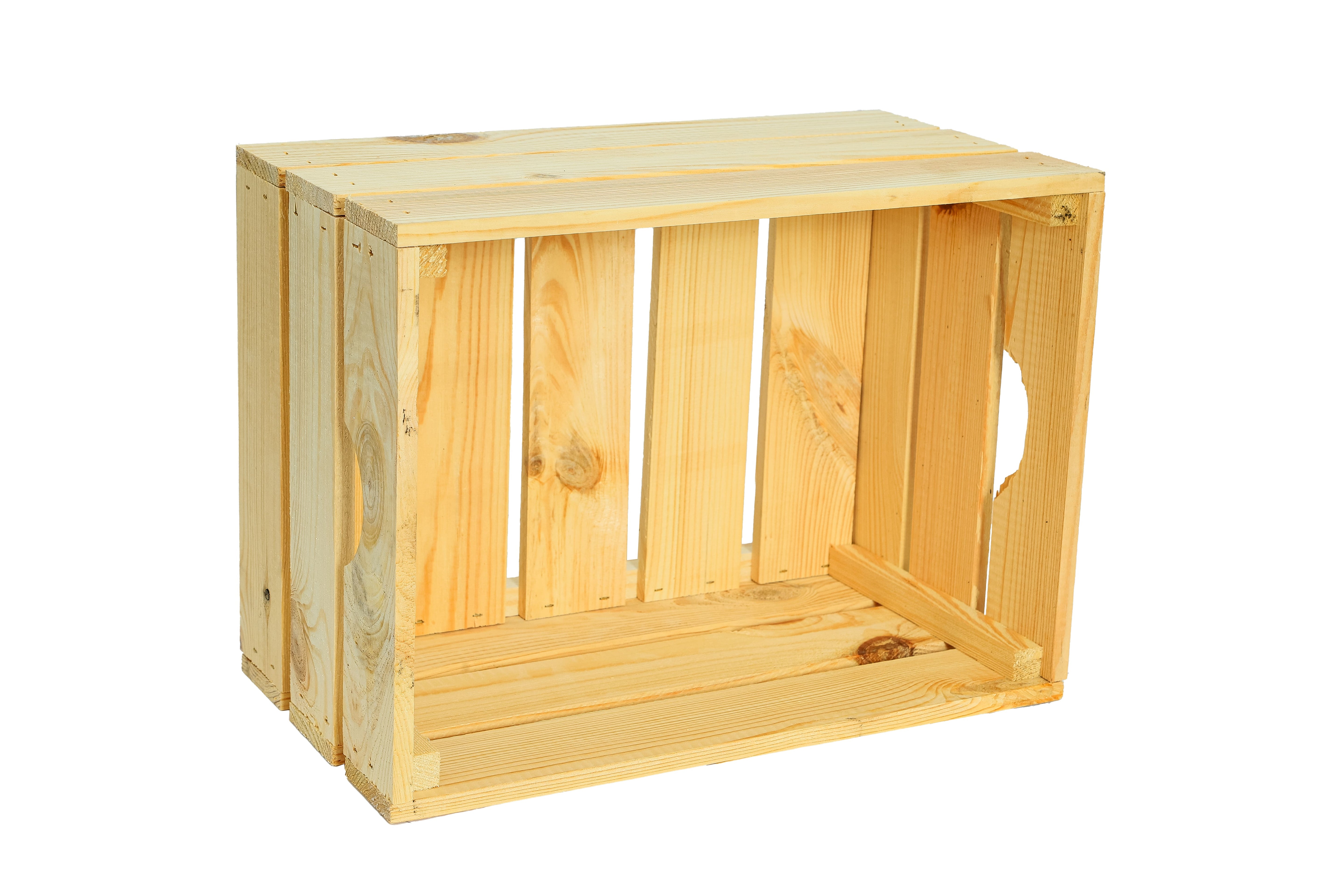    Neue Holzkiste Magda 40x30x23cm - natur mit Griff / Dekokiste / Obstkiste / Aufbewahrungskiste- HolzRepublik