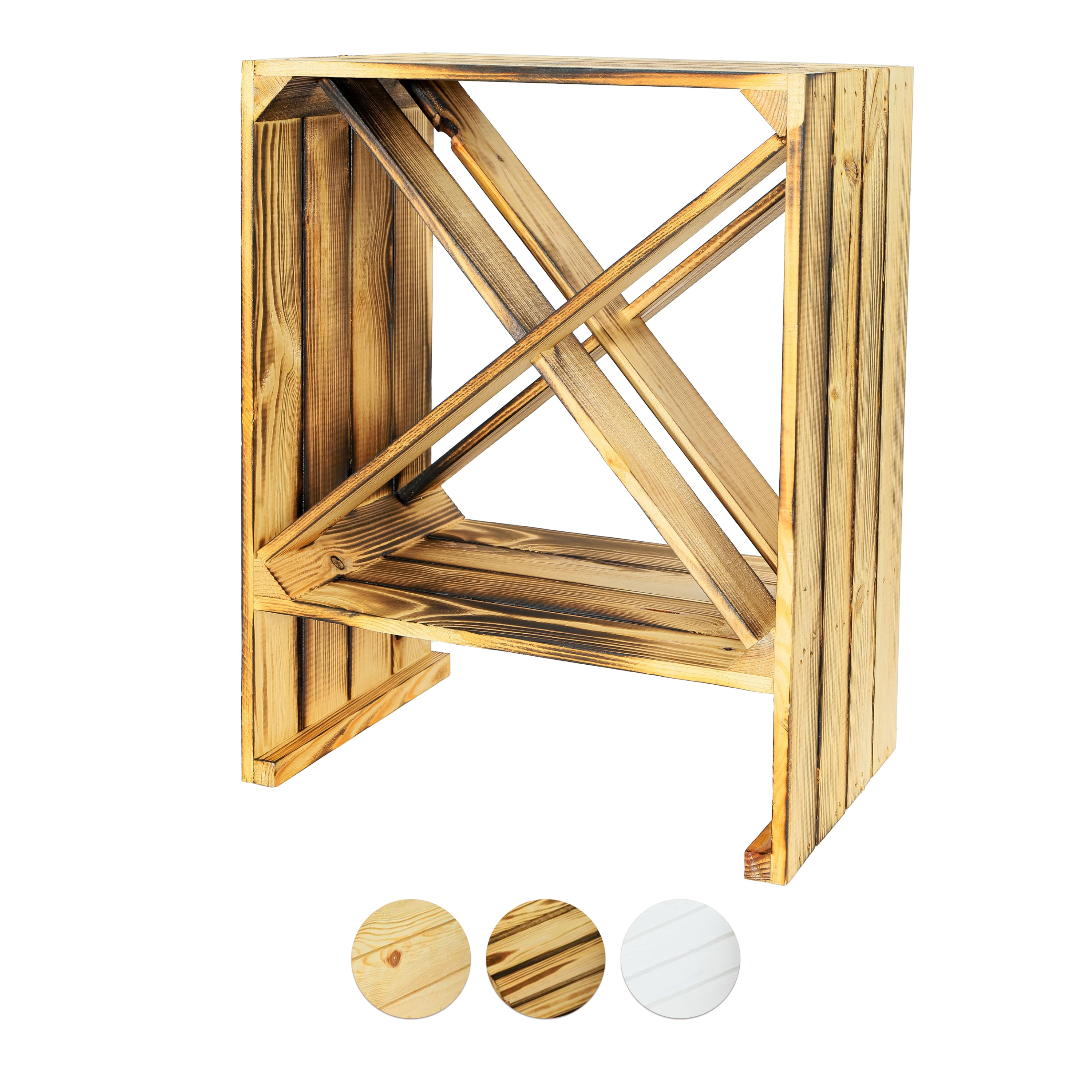    Neues Weinregal X 50x40x27cm - geflammt / Dekokiste / Weinkiste / Weinhalter- HolzRepublik