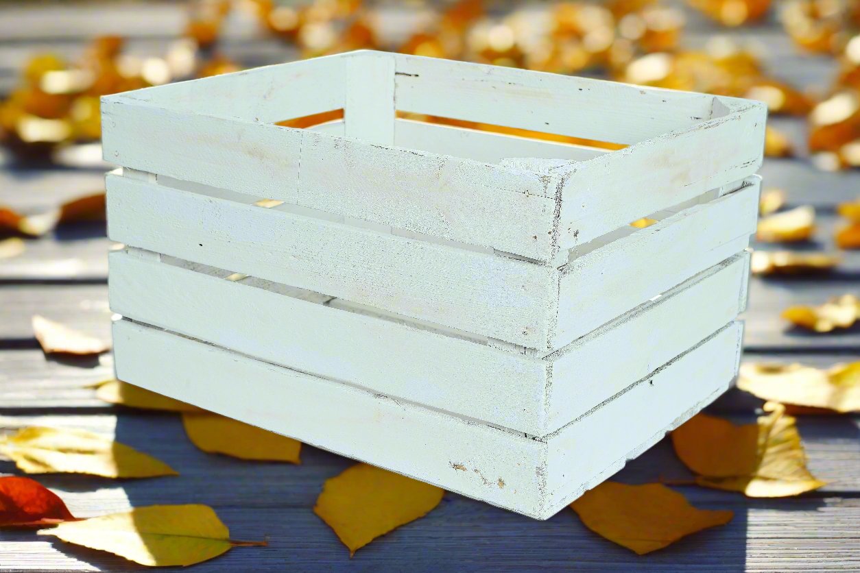    Alte weiße Holzkiste "Pol Ohne Weiß"  50x40x30 cm / Obstkiste / Originale Kiste- HolzRepublik