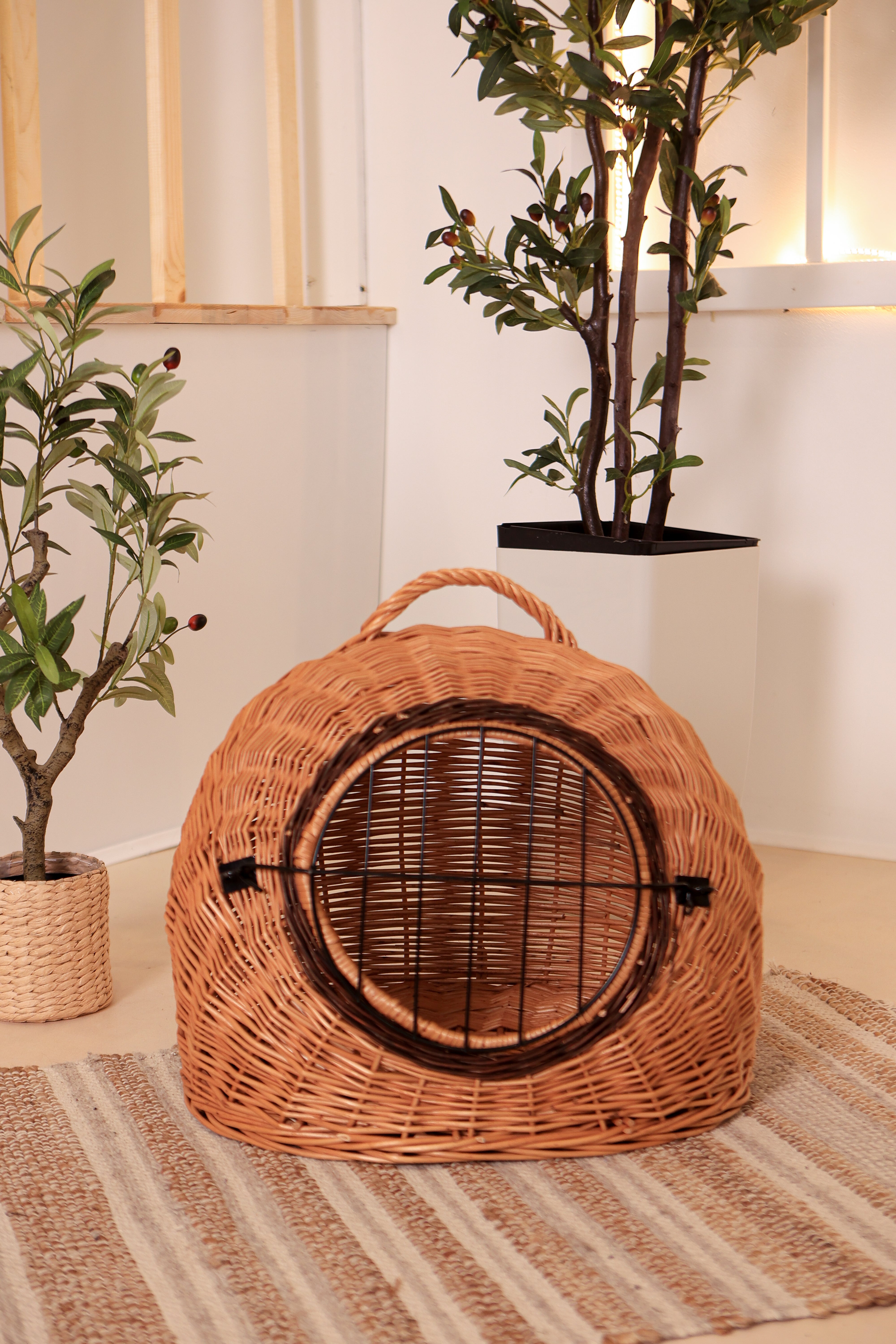    Weidenkorb-Tragetasche für Haustiere / Geflochtene Tiertragetasche / Transporttasche aus Rattan- HolzRepublik