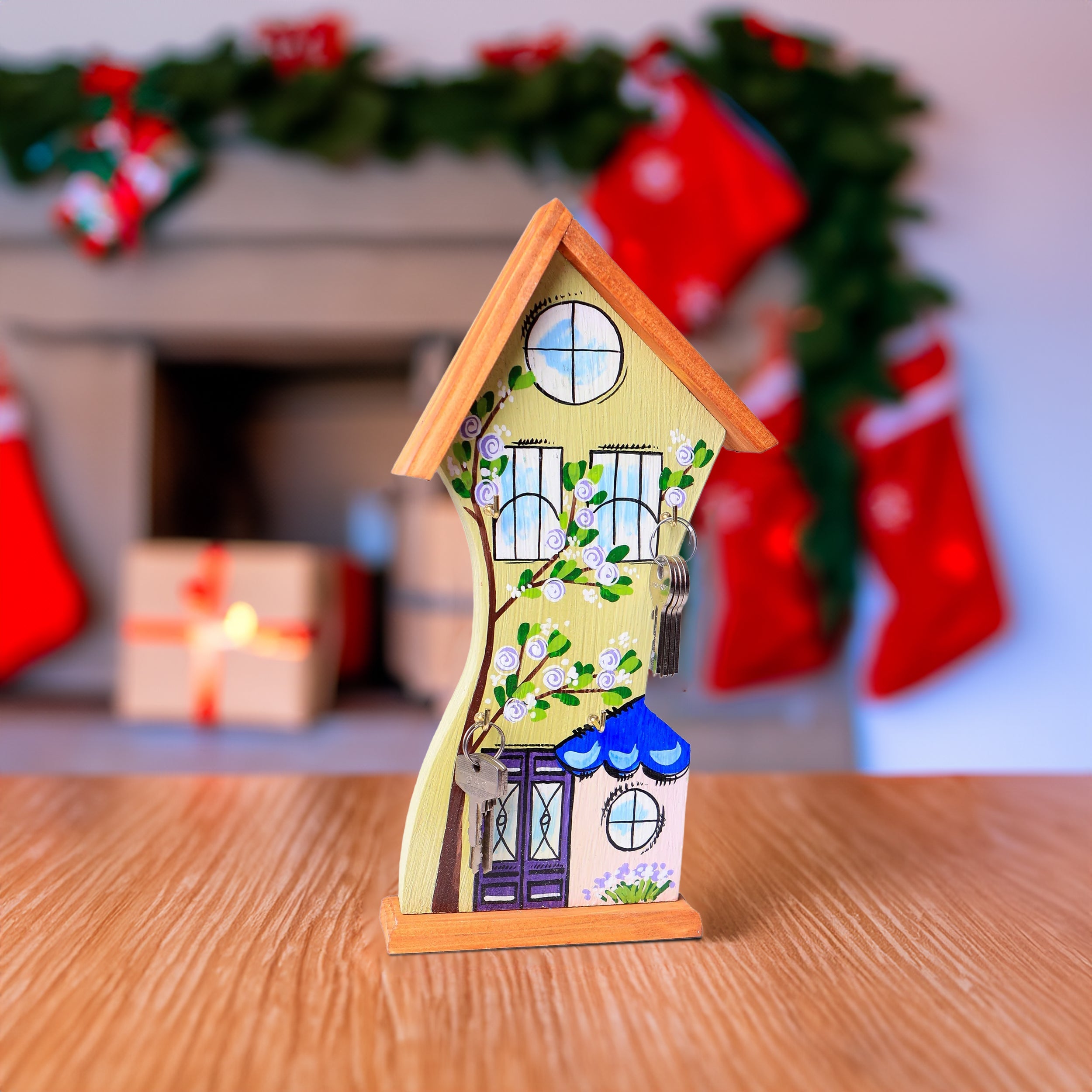    Holz-Wand-Schlüsselhalter in Hausform- HolzRepublik