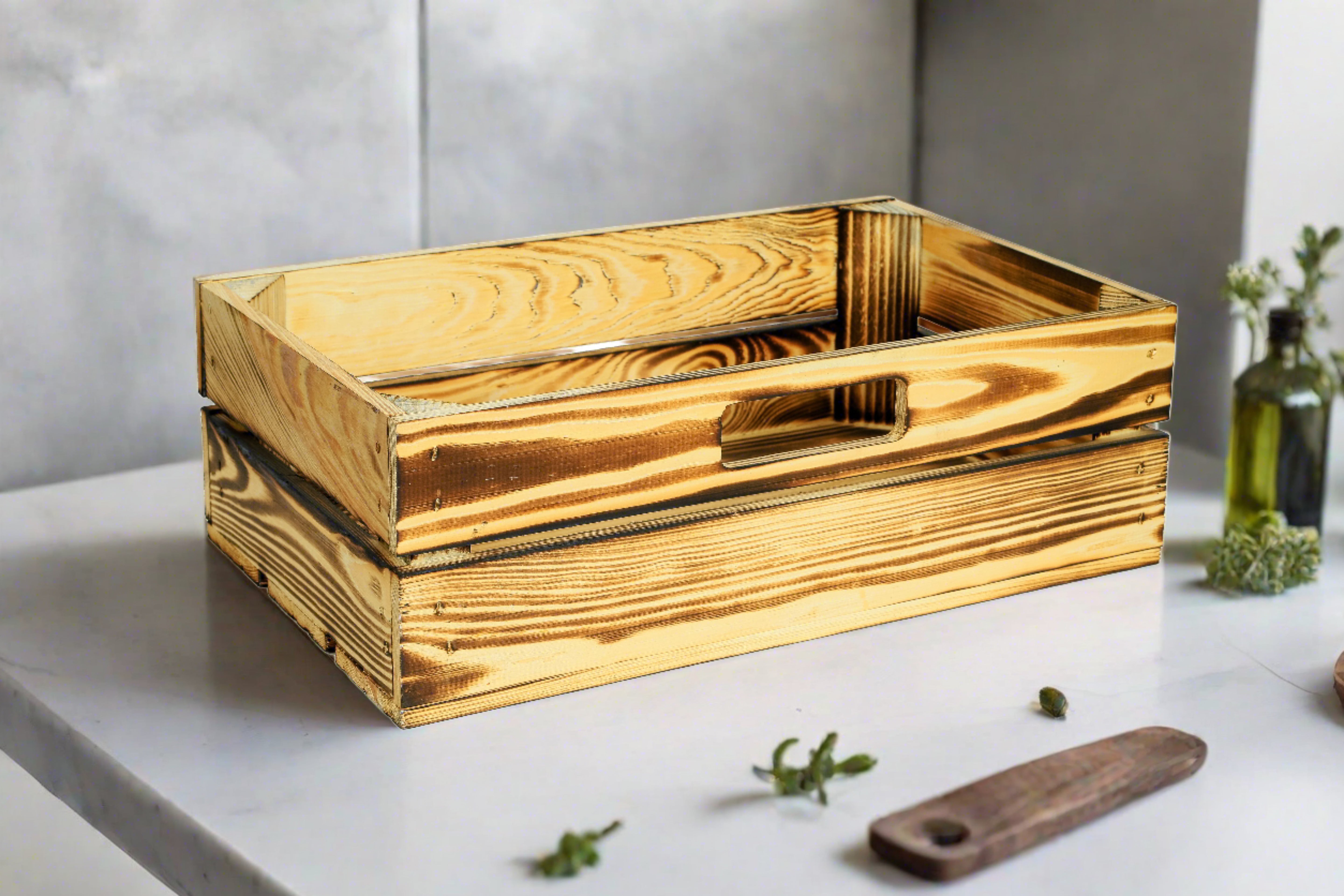    Neue geflammte Schublade 47,5x29x15cm / Holzkiste mit Griff / Aufbewahrungskiste- HolzRepublik