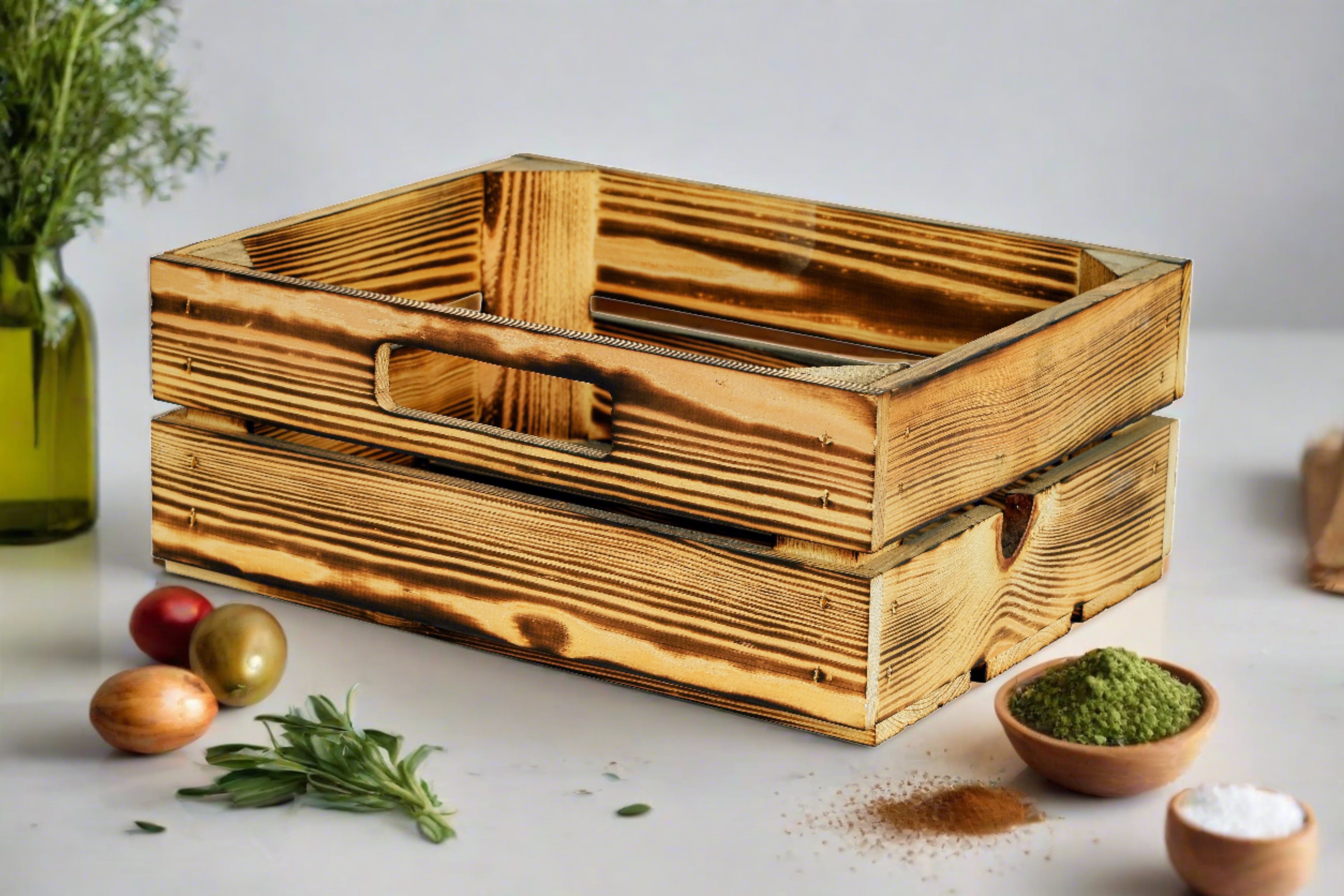    Neue geflammte Schublade 37x29x15,7cm / Holzkiste mit Griff / Aufbewahrungskiste- HolzRepublik