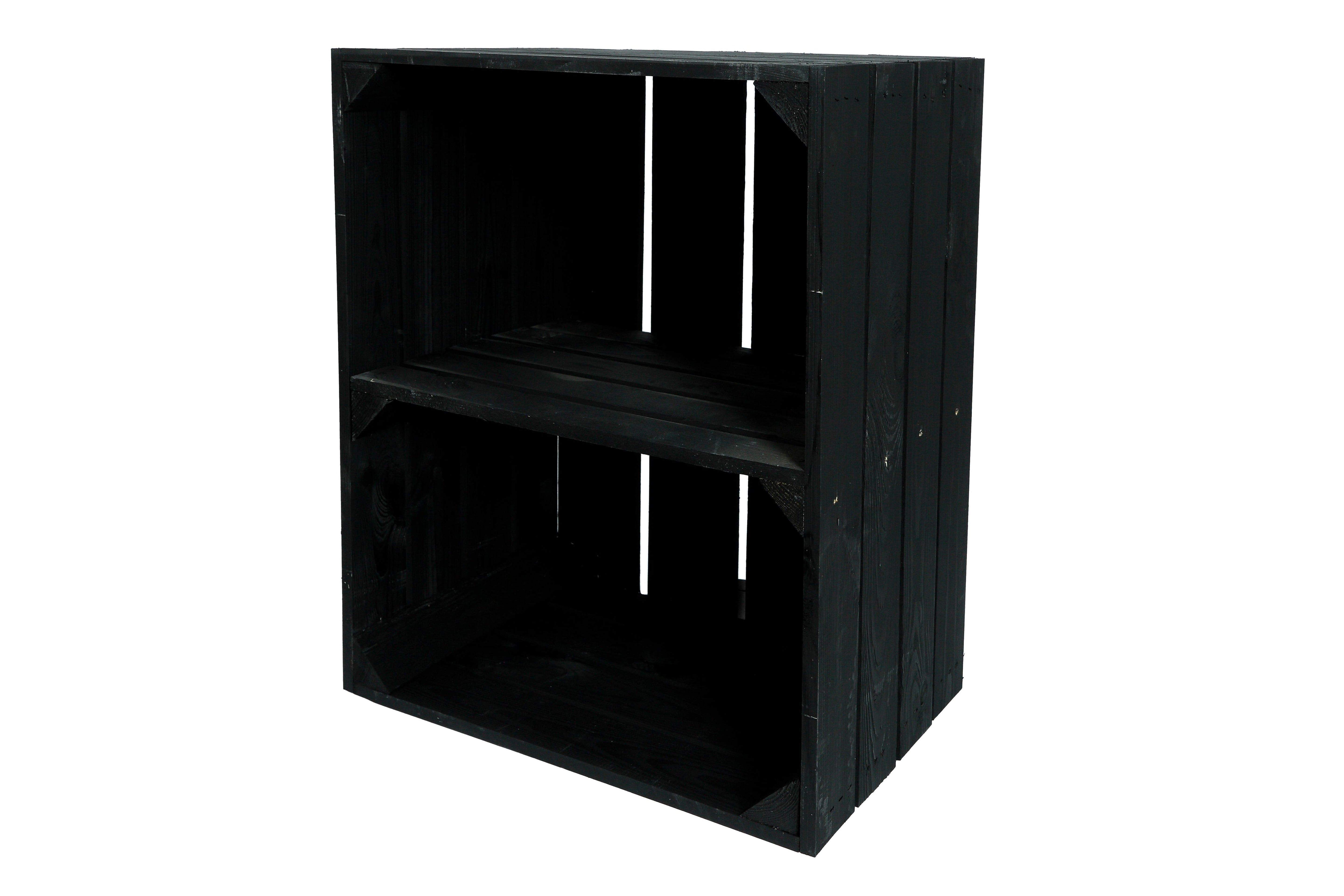    Neue Holzkiste Schuh Quer 50x40x29 cm - schwarz- HolzRepublik