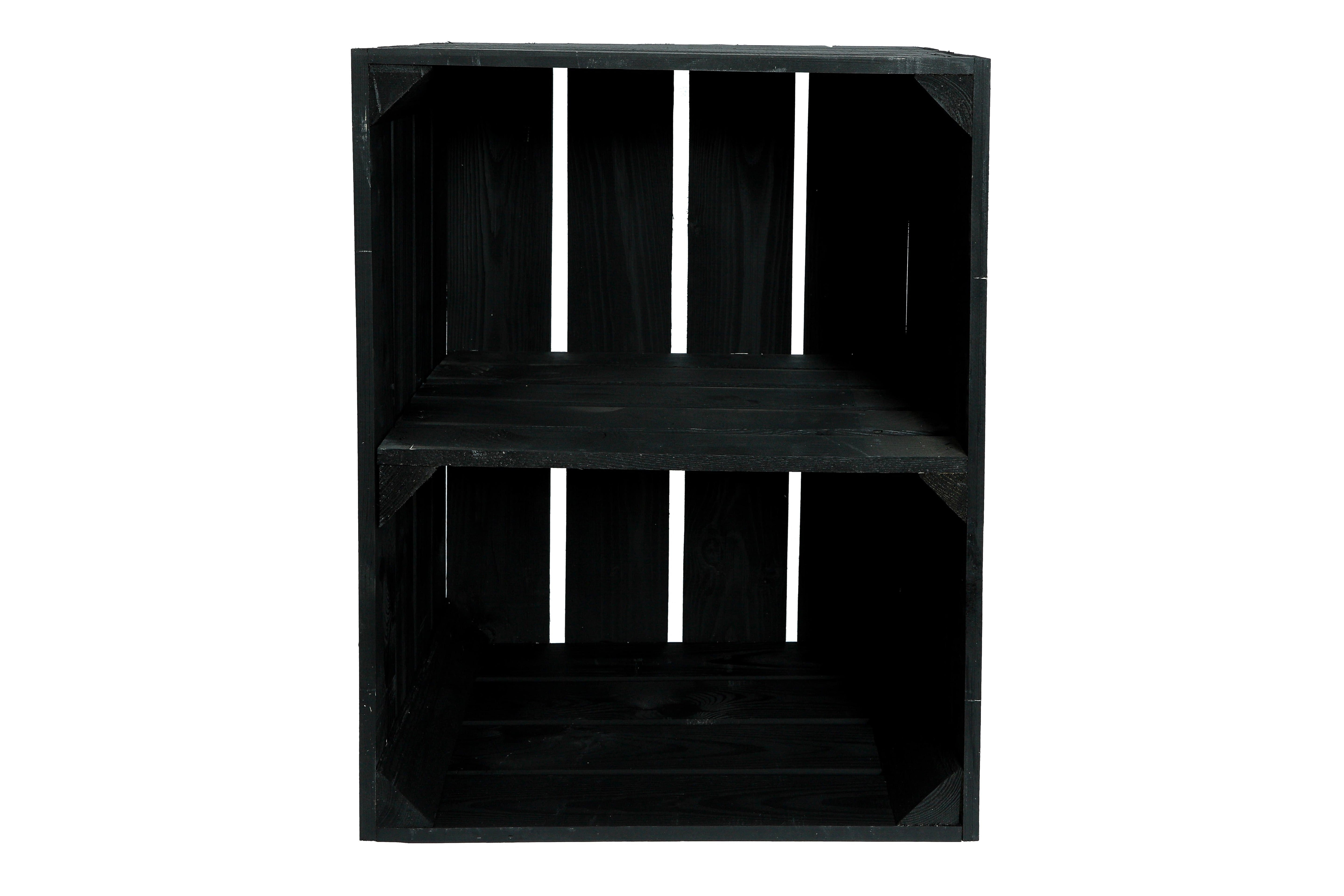    Neue Holzkiste Schuh Quer 50x40x29 cm - schwarz- HolzRepublik