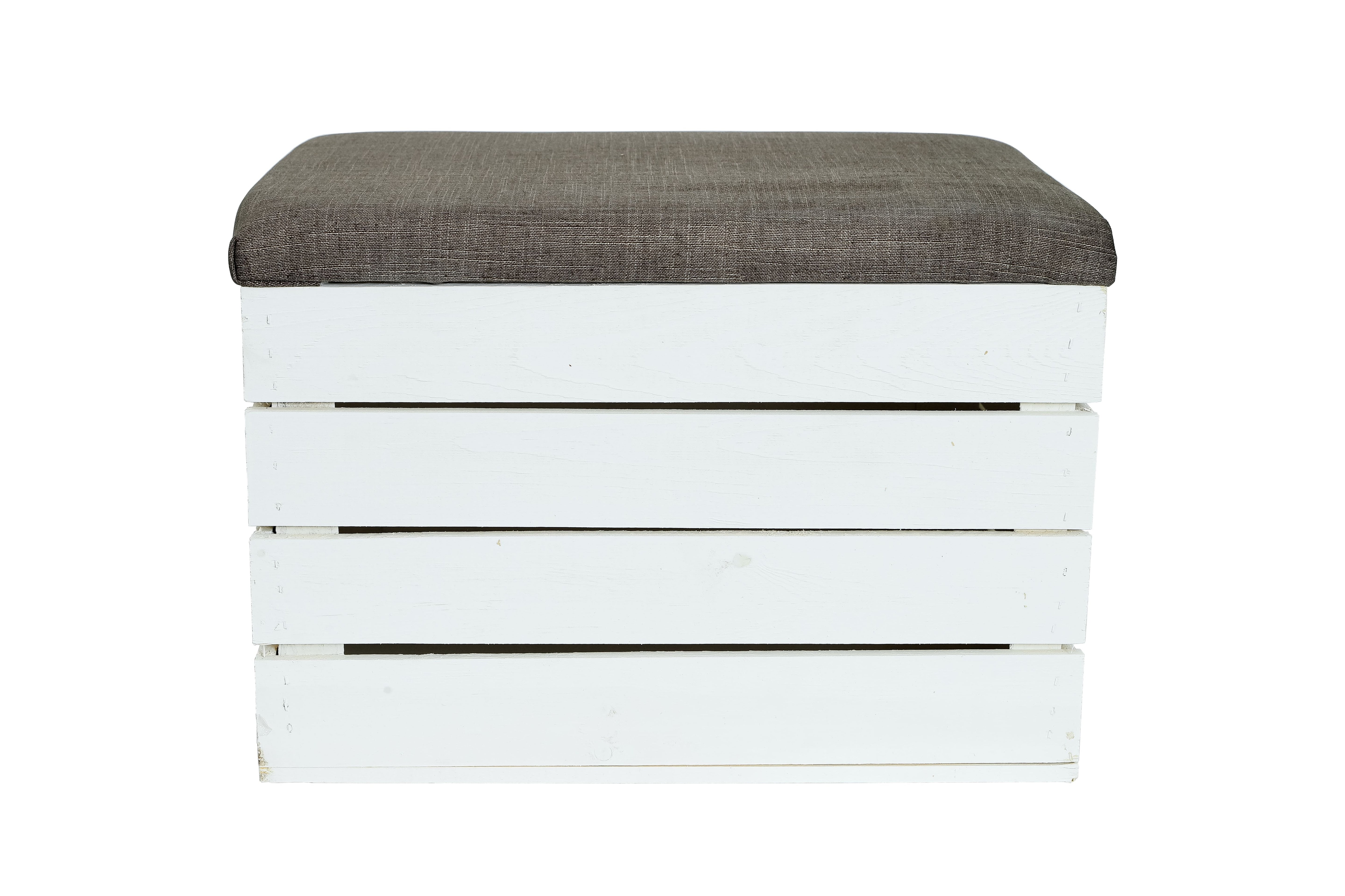    Sitztruhe Mira Weiß 48x35x34cm - Truhe mit Sitzkissen / Sitzpolster / Holzkiste mit Deckel / Aufbewahrungskiste- HolzRepublik