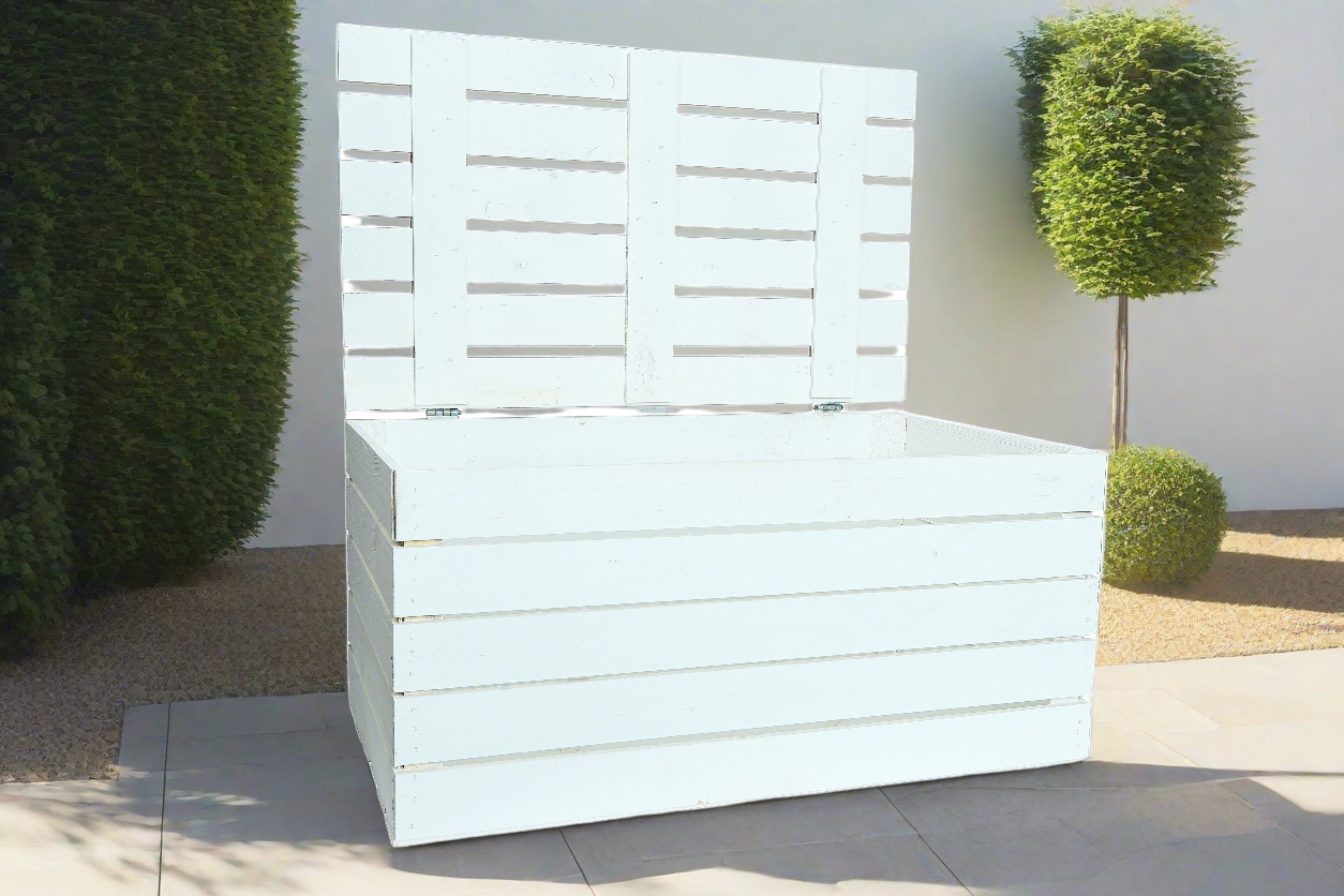    Neue große Holztruhe weiß 80x50x39cm -  Truhe aus Holz / Holzkiste mit Deckel / Aufbewahrungskiste- HolzRepublik