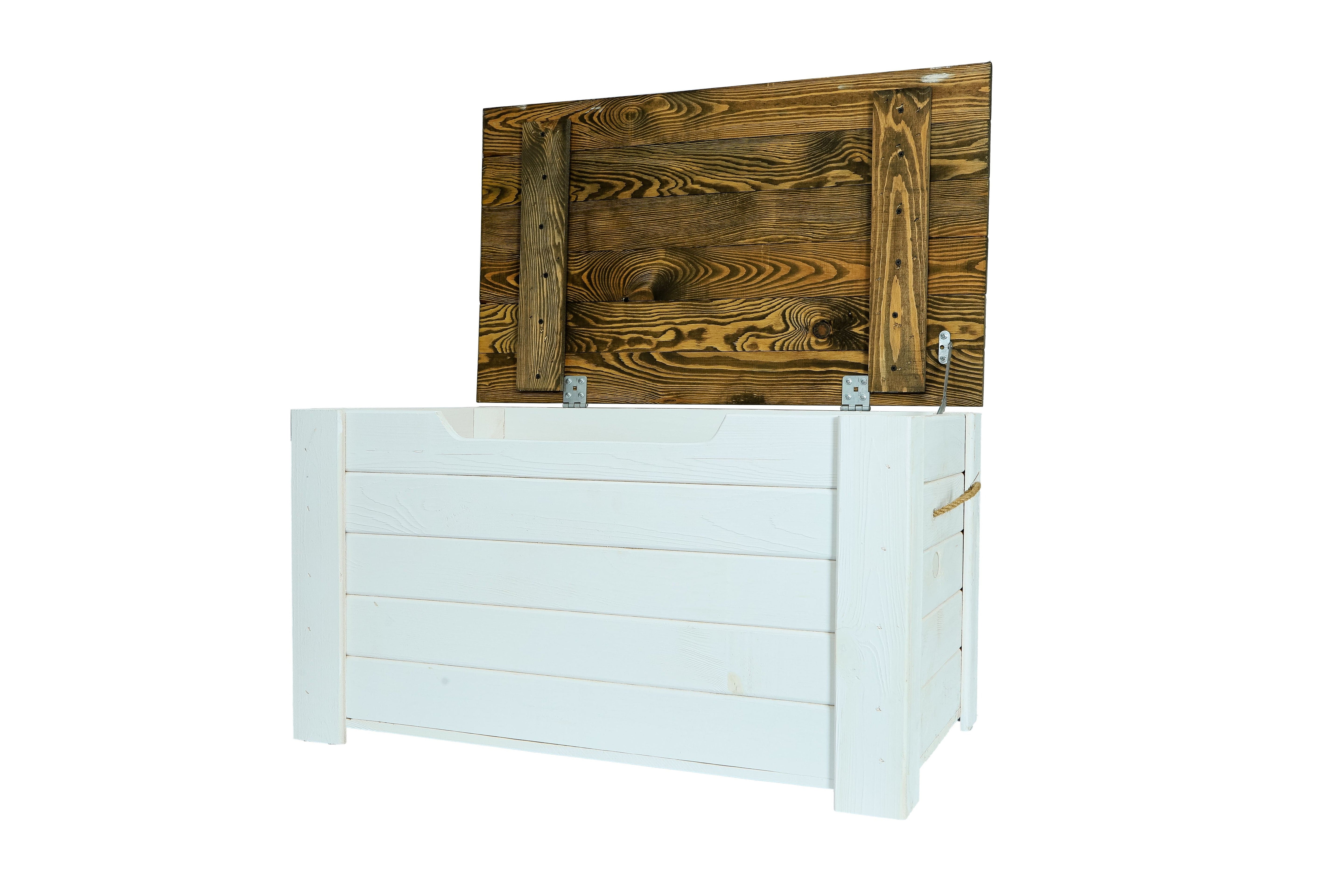    Holztruhe "Pascale" 80x48x43,5 cm by Vinterior© - Truhe Weiß-Geflammt / Spielzeugtruhe / Dekotruhe- HolzRepublik